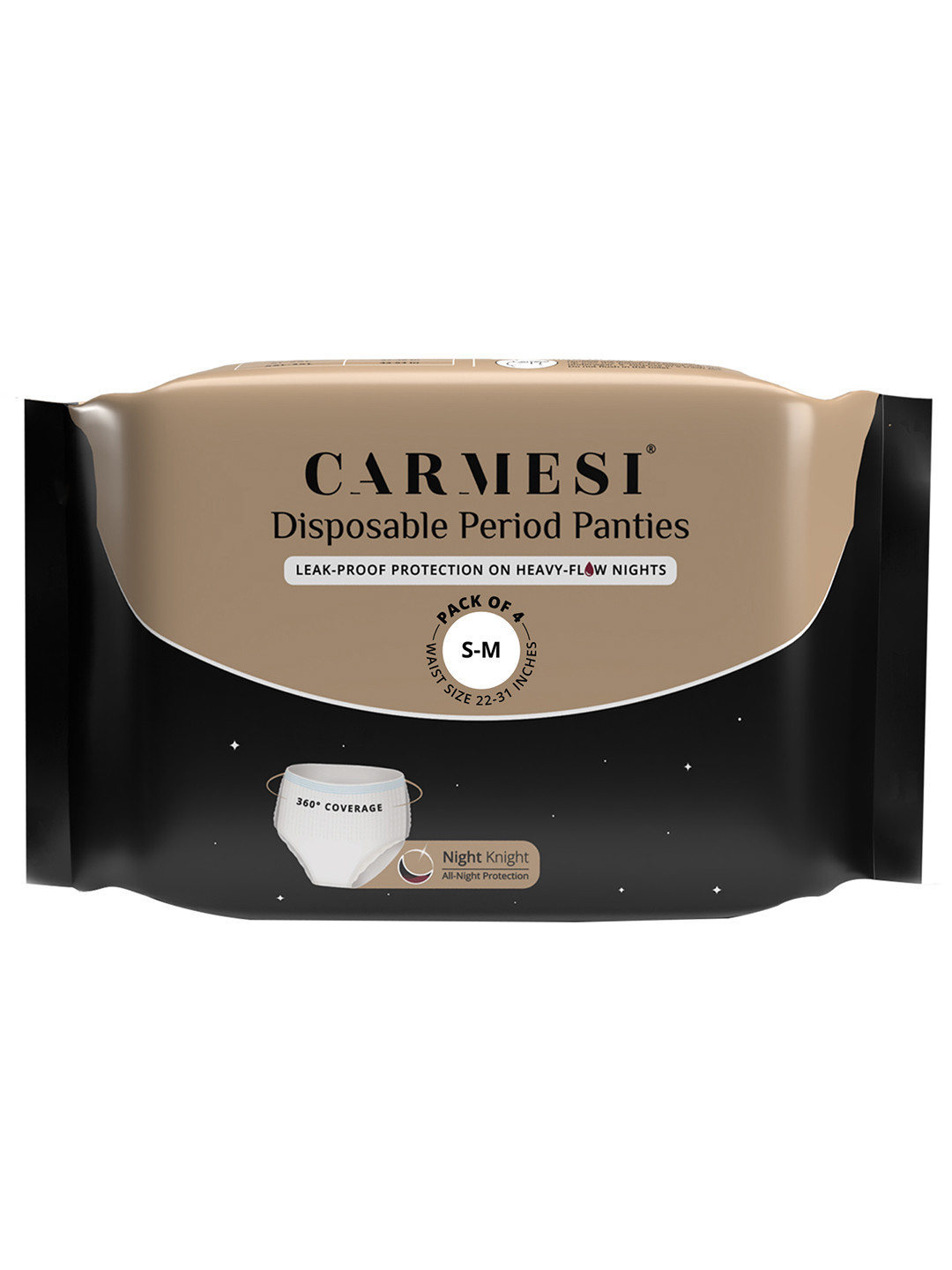 CARMESI Disposable Period Panties S-M with 360deg Protection for Super Heavy Flow  - 4 Pcs