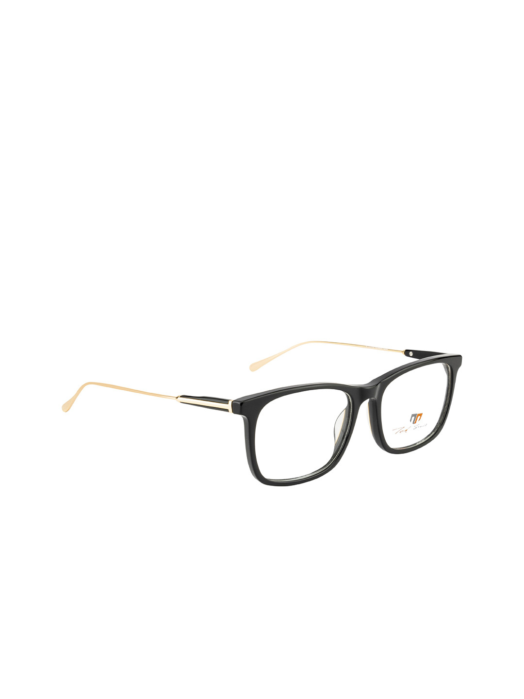 Ted Smith Unisex Black & Gold-Toned Full Rim Rectangle Frames Eyeglasses