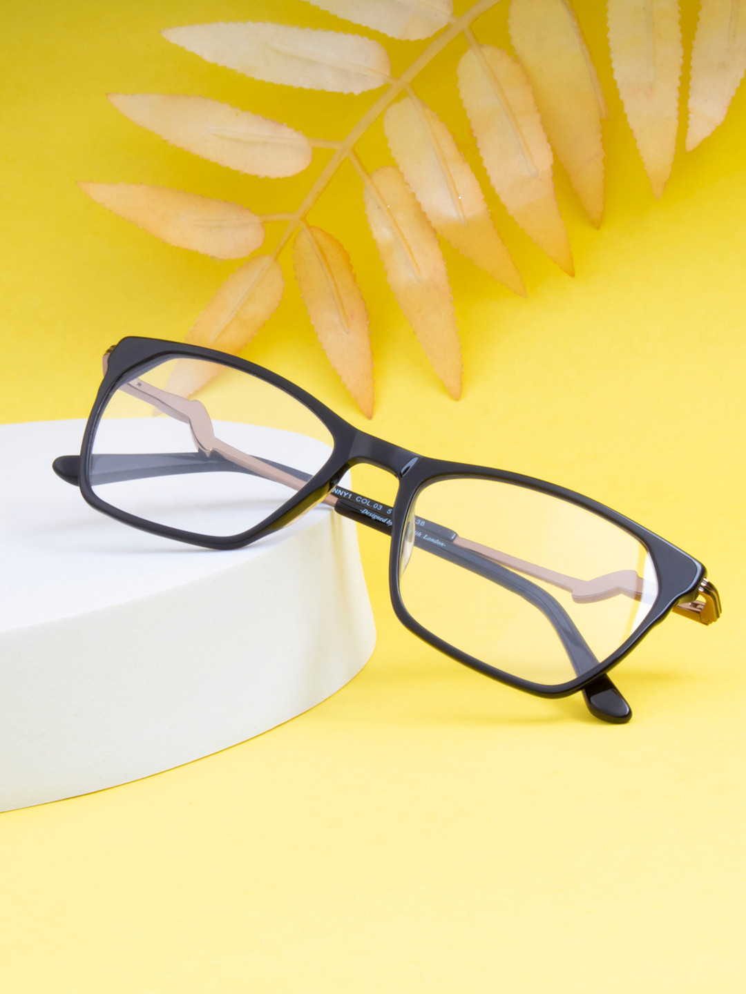 Ted Smith Women Black Solid Wayfarer Frames Eyeglasses