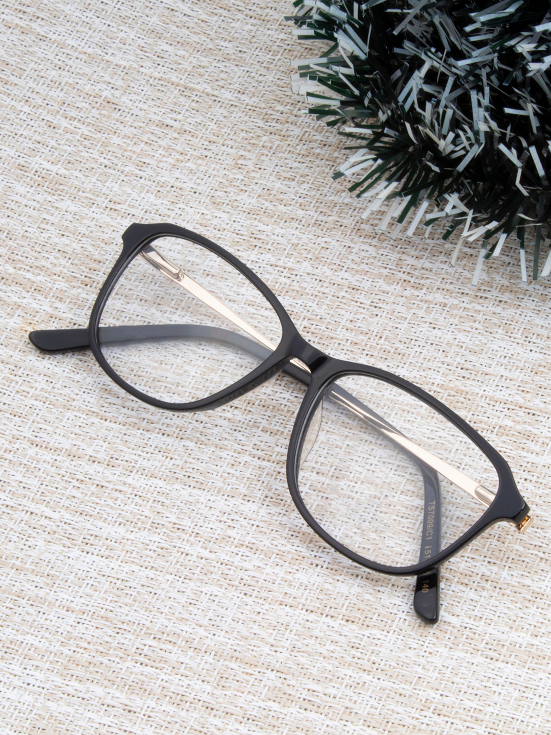 Ted Smith Women Black Solid Cateye Frames Eyeglasses