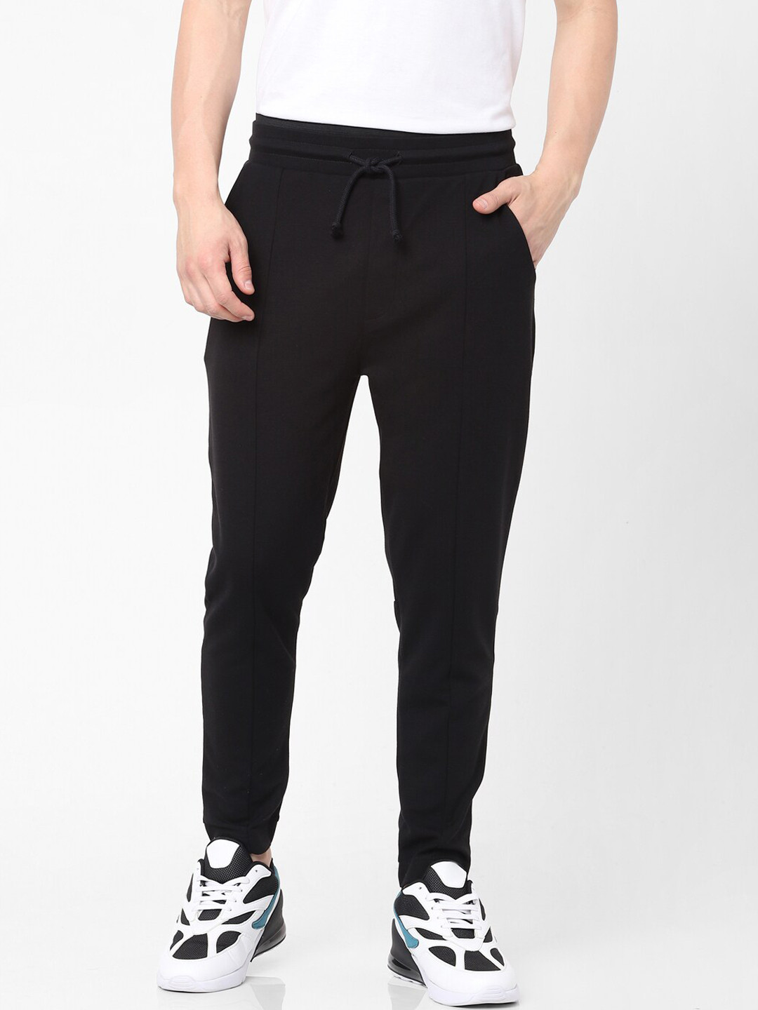 Celio Men Black Solid Cotton Track Pants
