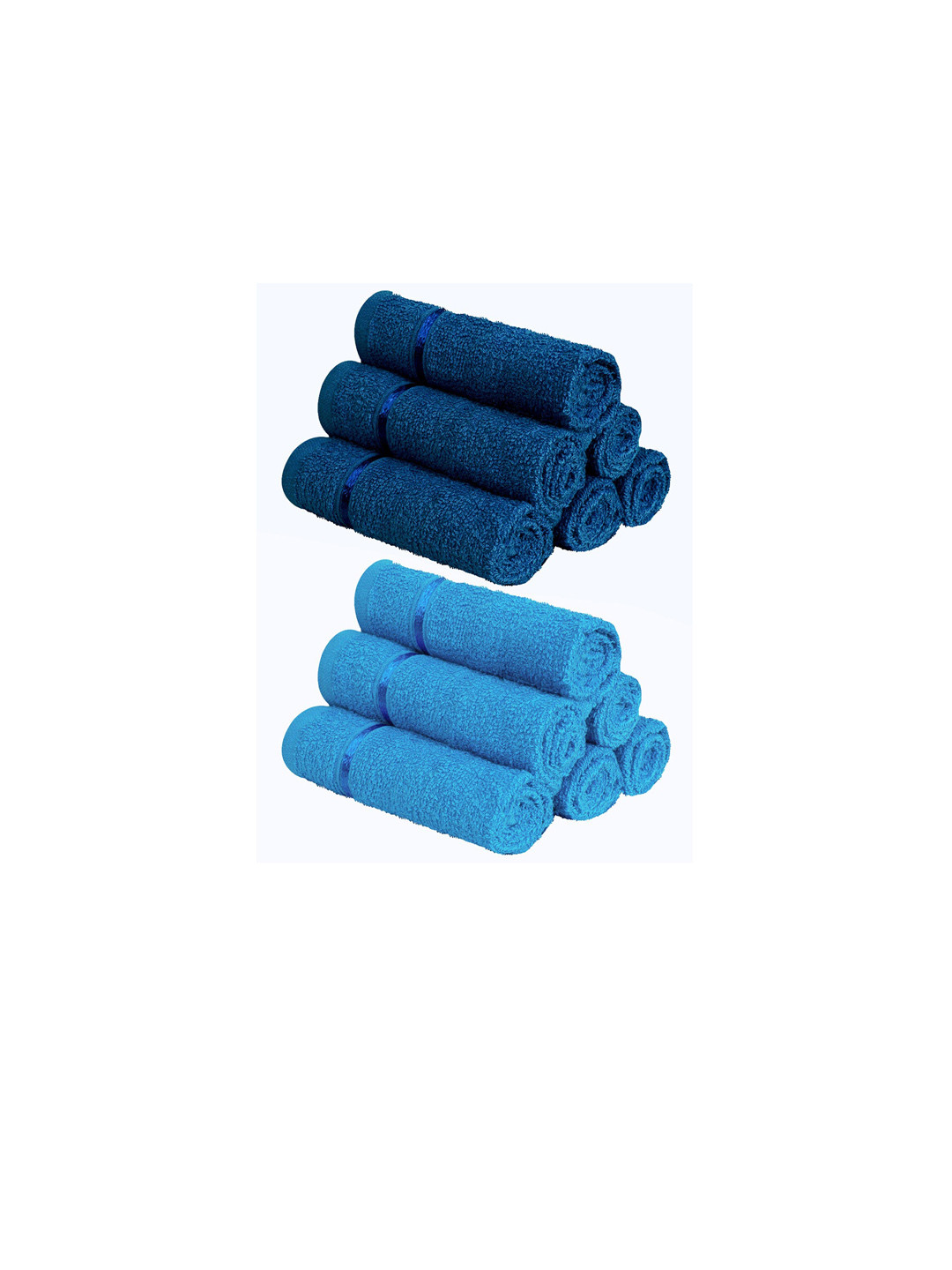 Story@home Blue Set Of 12 Solid 450 GSM Pure Cotton Face Towels