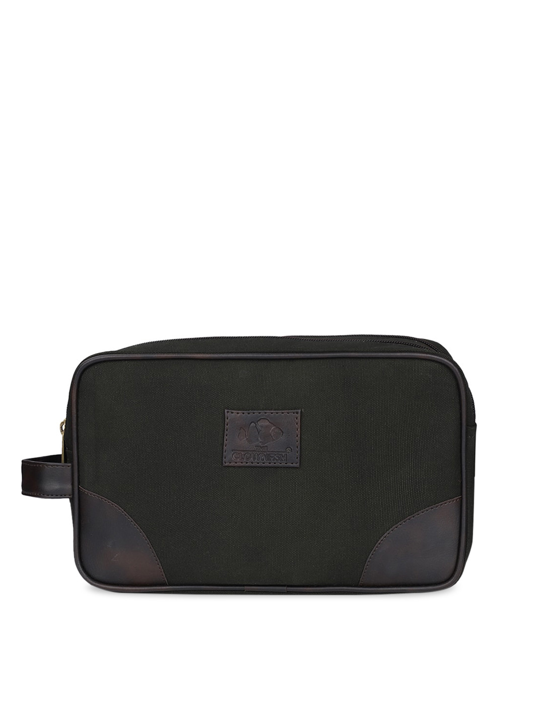 THE CLOWNFISH Unisex Green Multipurpose Canvas Travel Pouch