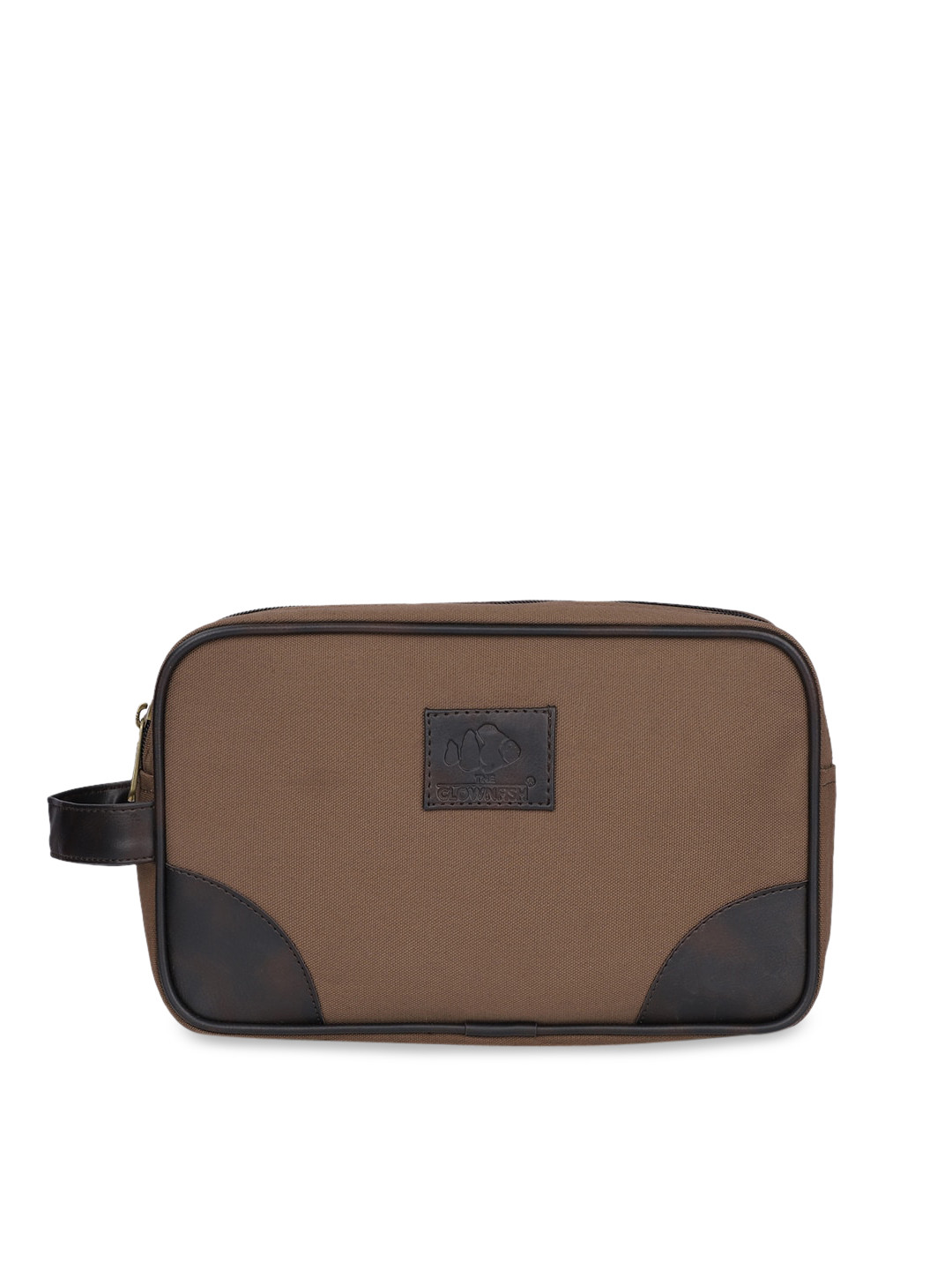 THE CLOWNFISH Unisex Brown Multipurpose Canvas Travel Pouch