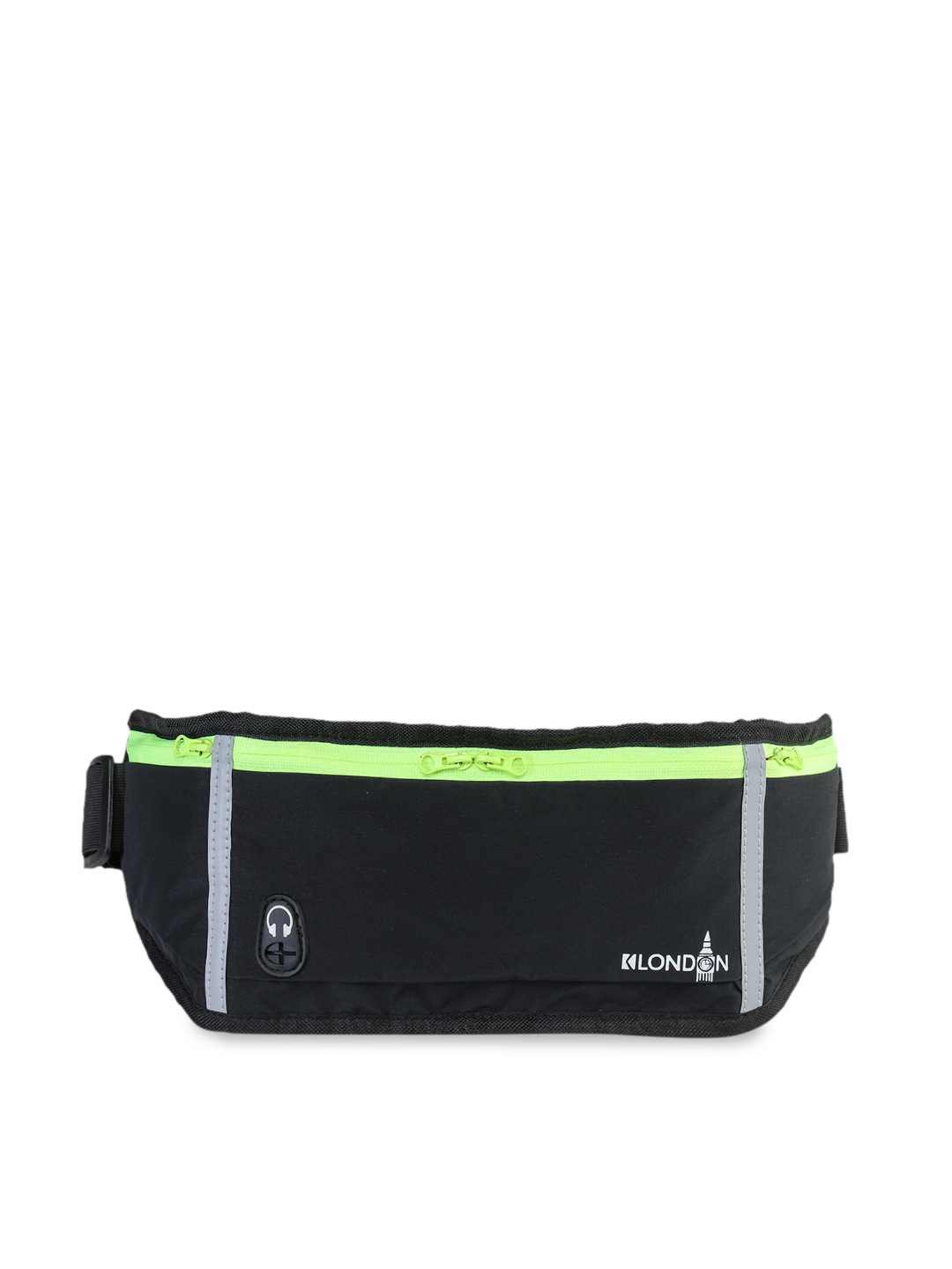 K London Unisex Black & Green Leather Waist Pouch
