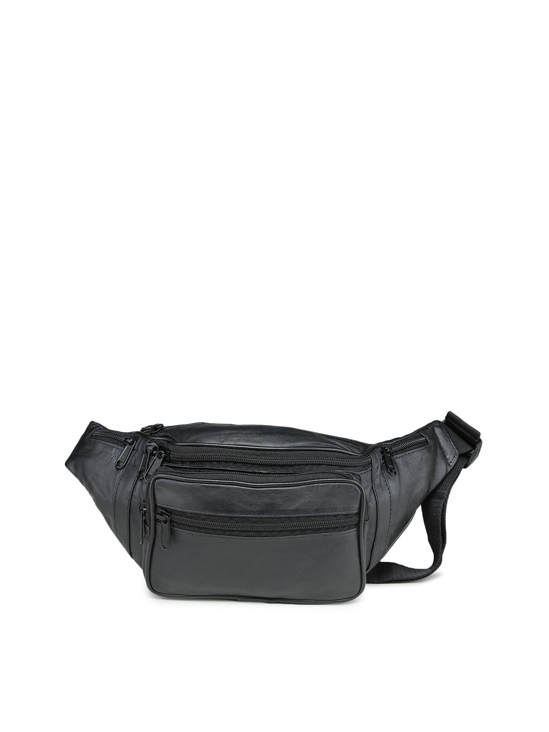 K London Black Solid Leather Waist Pouch