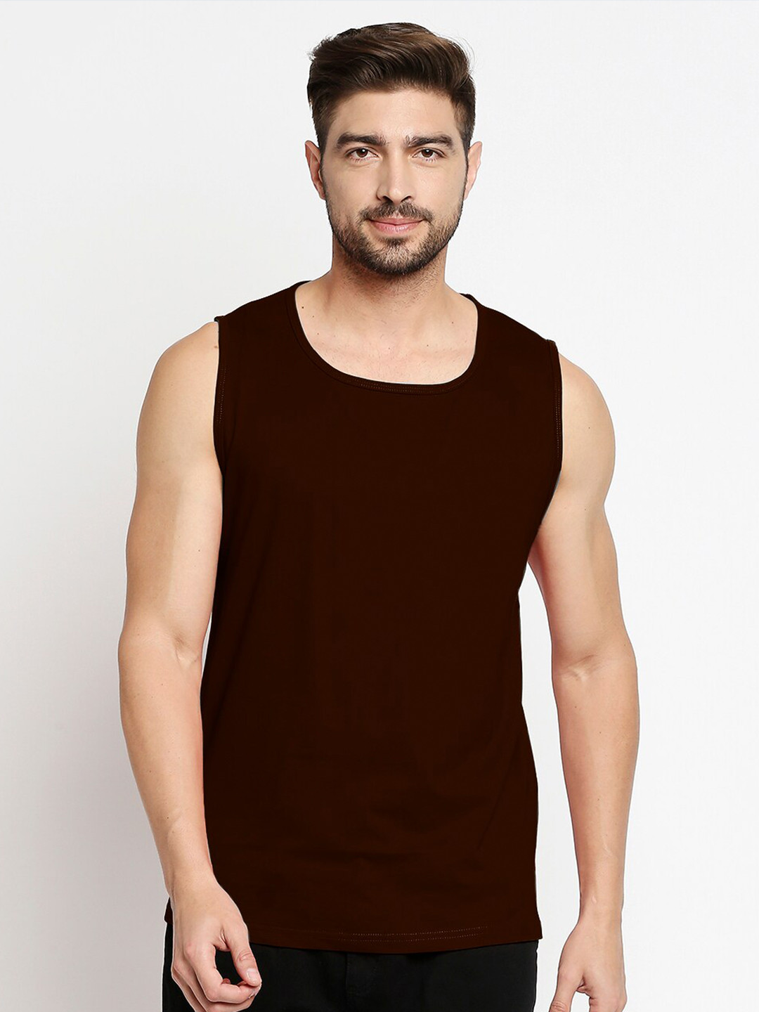 Blacksmith Men Brown Pure Cotton Training or Gym T-shirt