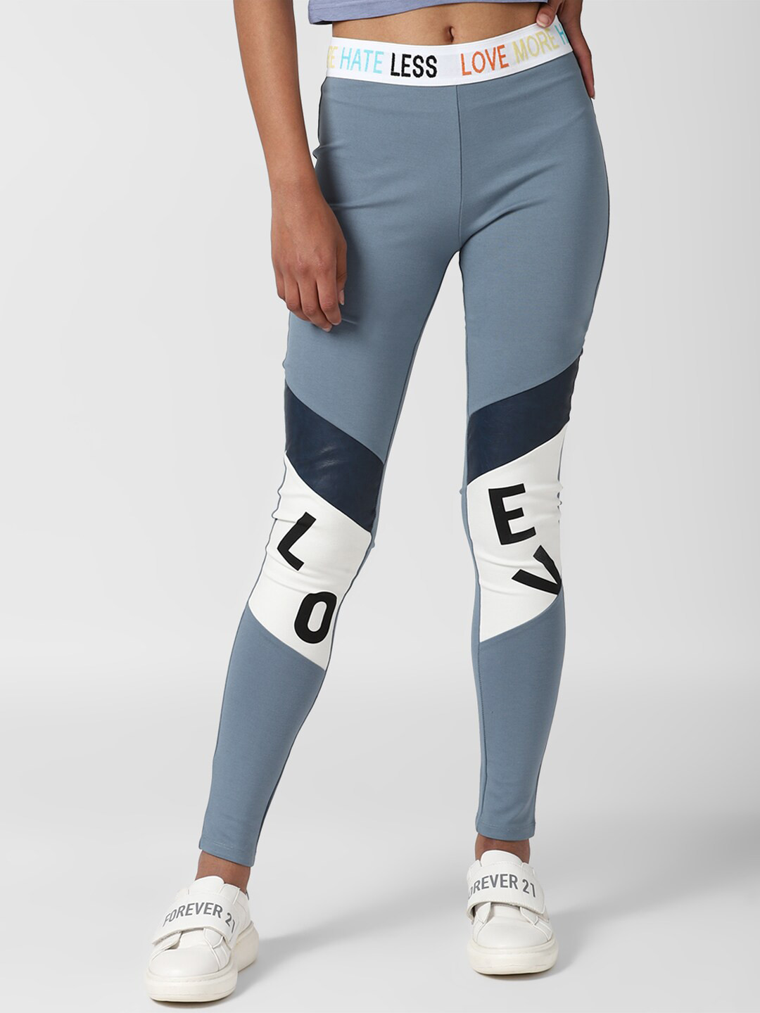 FOREVER 21 Women Blue Printed Tights