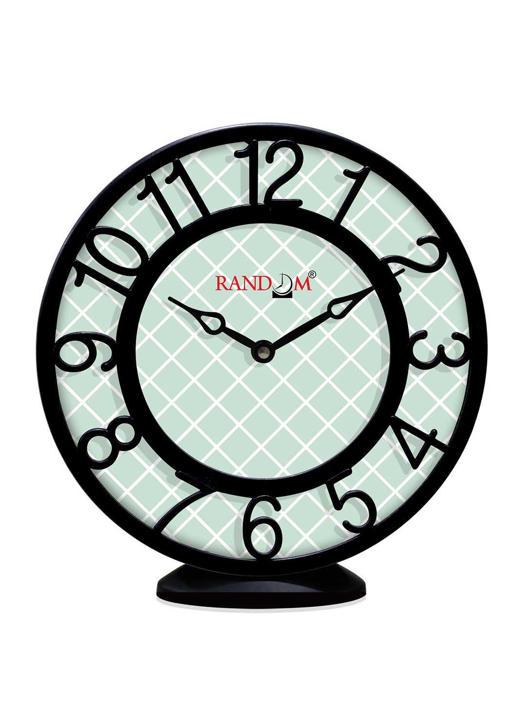 RANDOM Turquoise Blue & Black Round Printed Contemporary Analogue Wall Clock