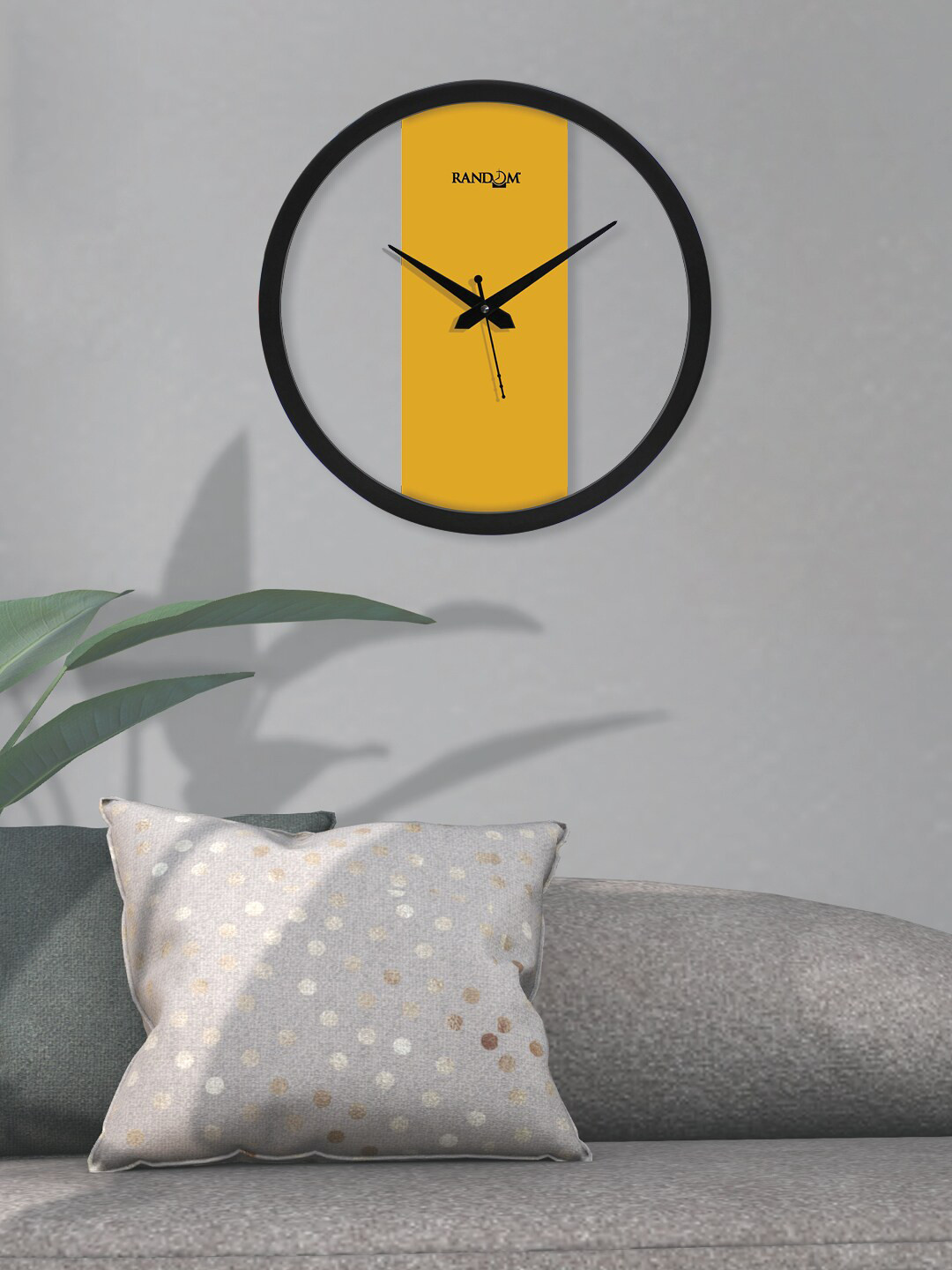 RANDOM Yellow & Black Solid Round Contemporary Wall Clock 30 cm