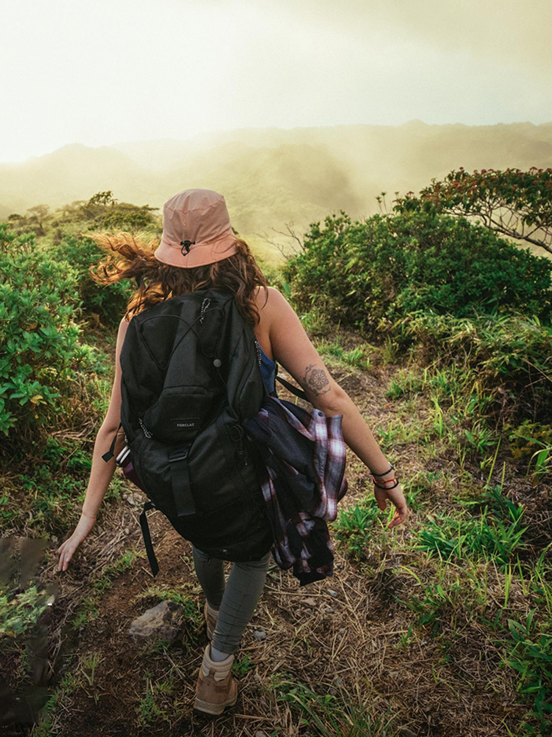 Decathlon Forclaz Unisex Black Backpack With Compression Straps