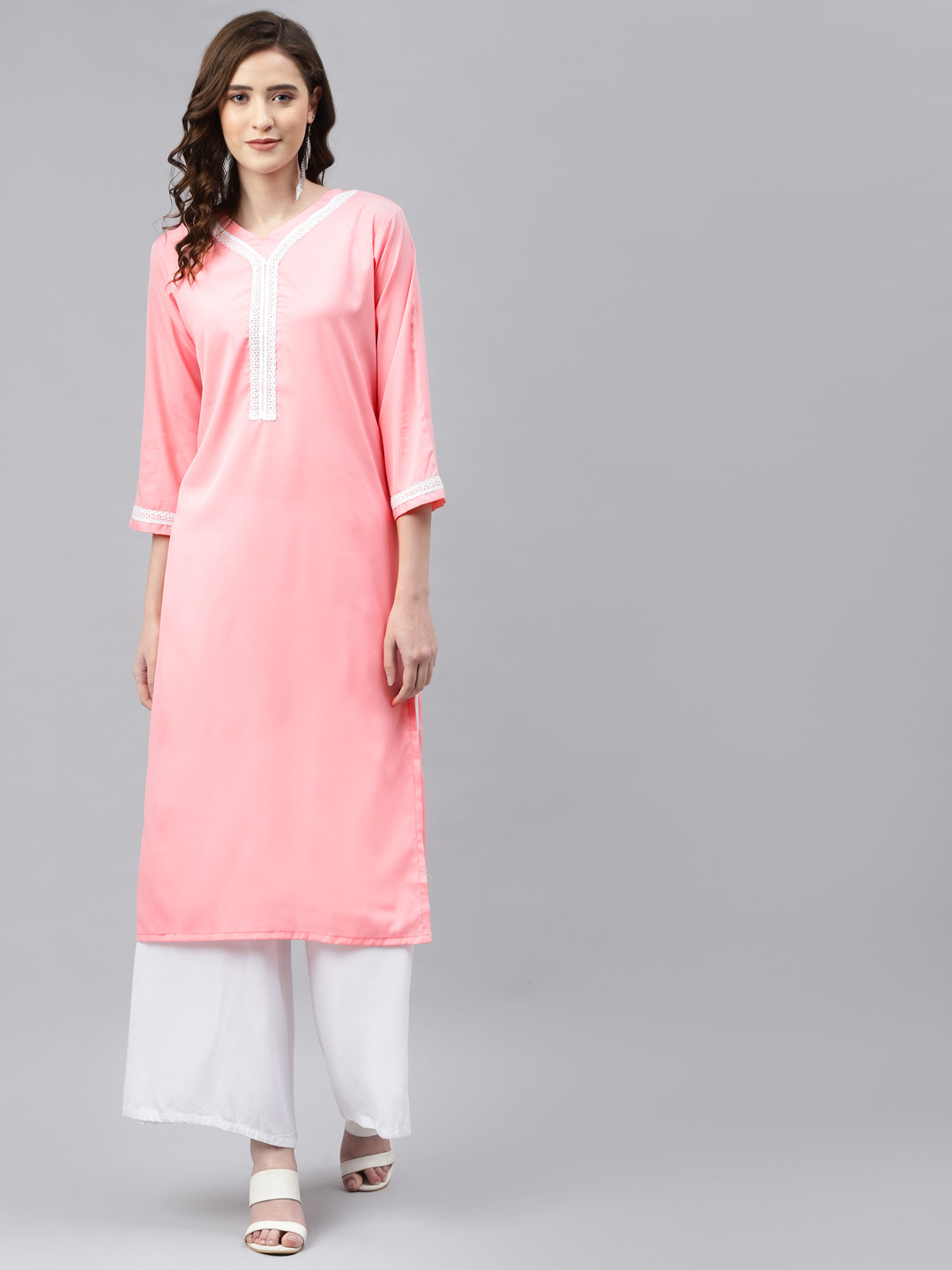 Sasimo Women Peach-Coloured Yoke Design Kurta