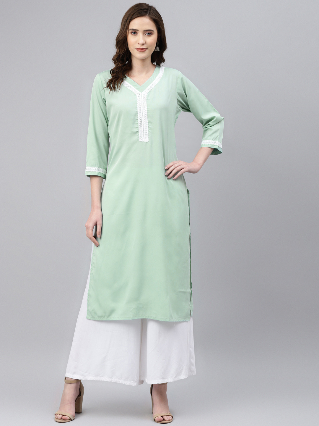 Sasimo Women Green Solid Kurta