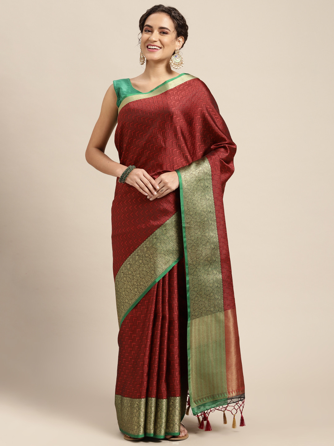 MIMOSA Maroon Zari Art Silk Banarasi Saree