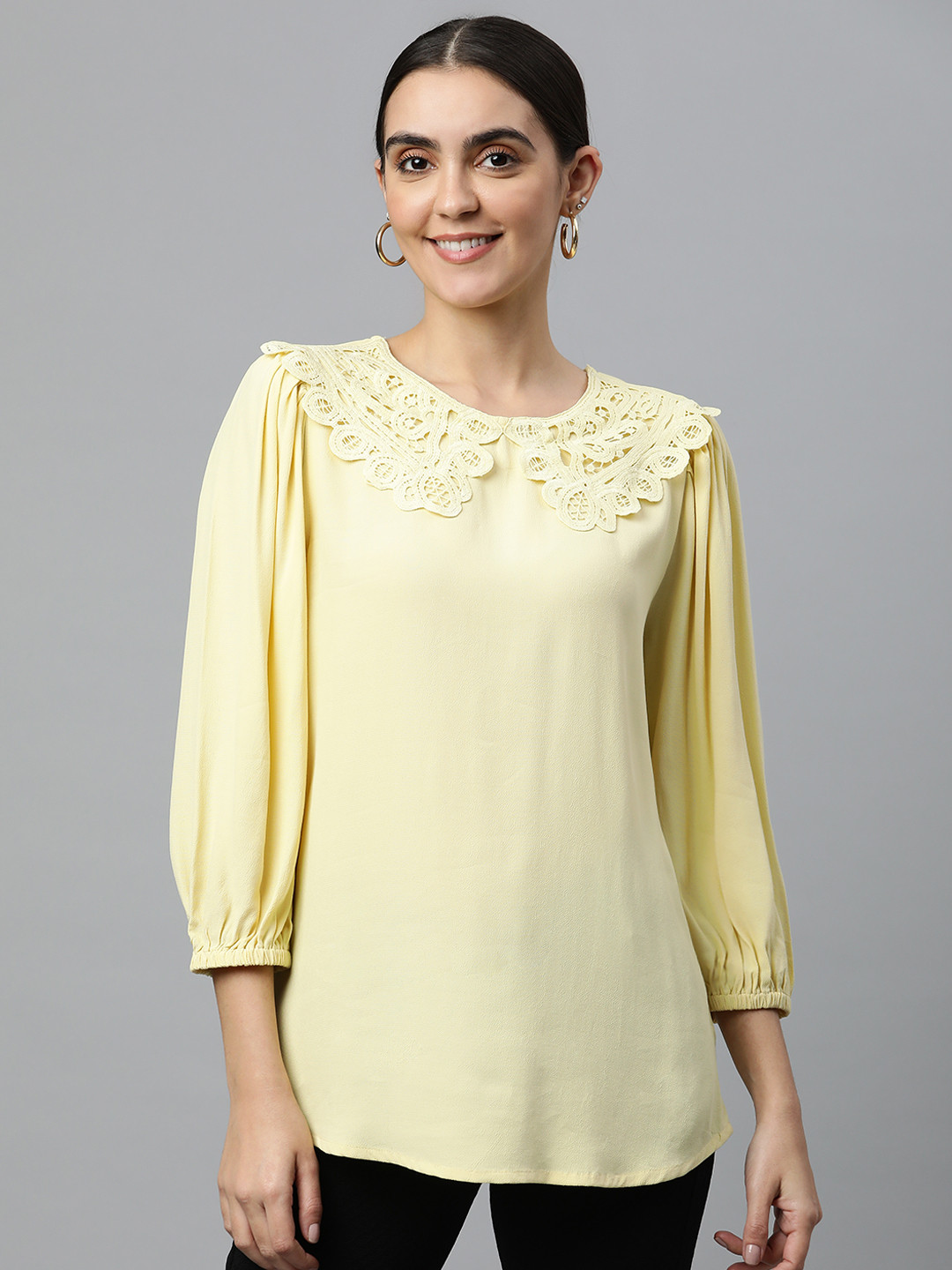 Marks & Spencer Yellow Peter Pan Collar Top