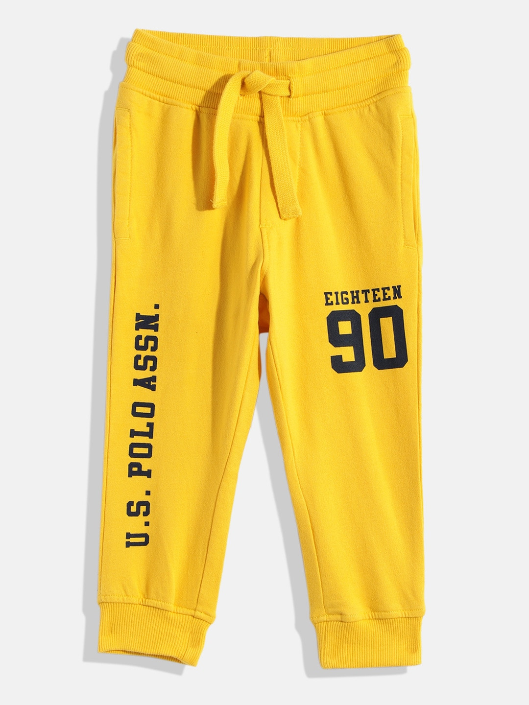 U.S. Polo Assn. Kids Boys Yellow Printed Pure Cotton Joggers