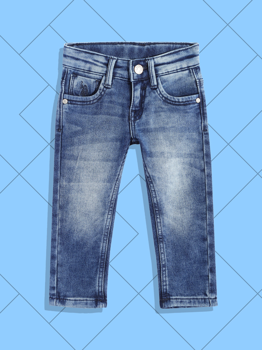 U.S.Polo Assn. Kids Boys Blue Skinny Fit Clean Look Stretchable Jeans
