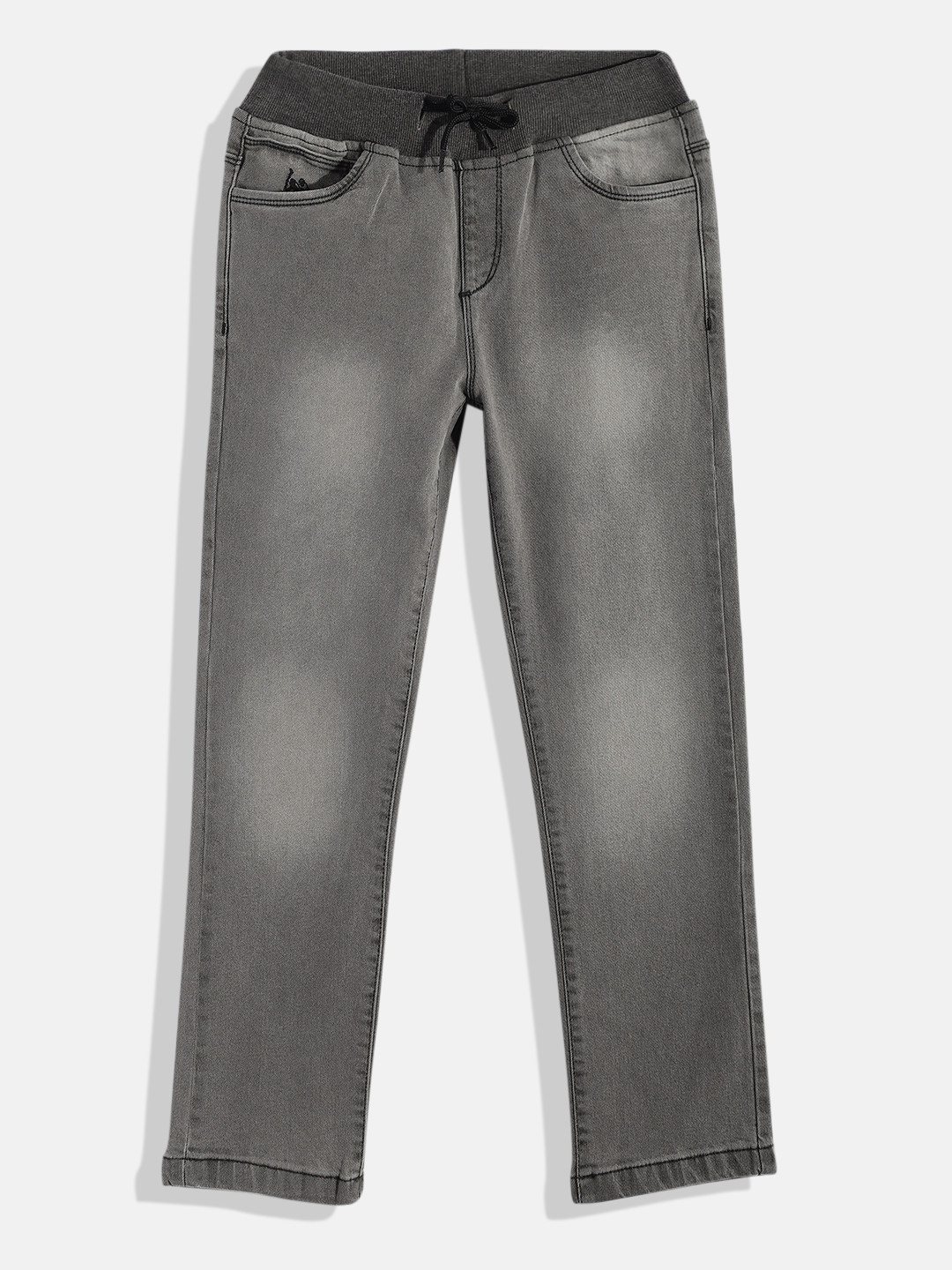 U.S. Polo Assn. Kids Boys Grey Heavy Fade Stretchable Jeans