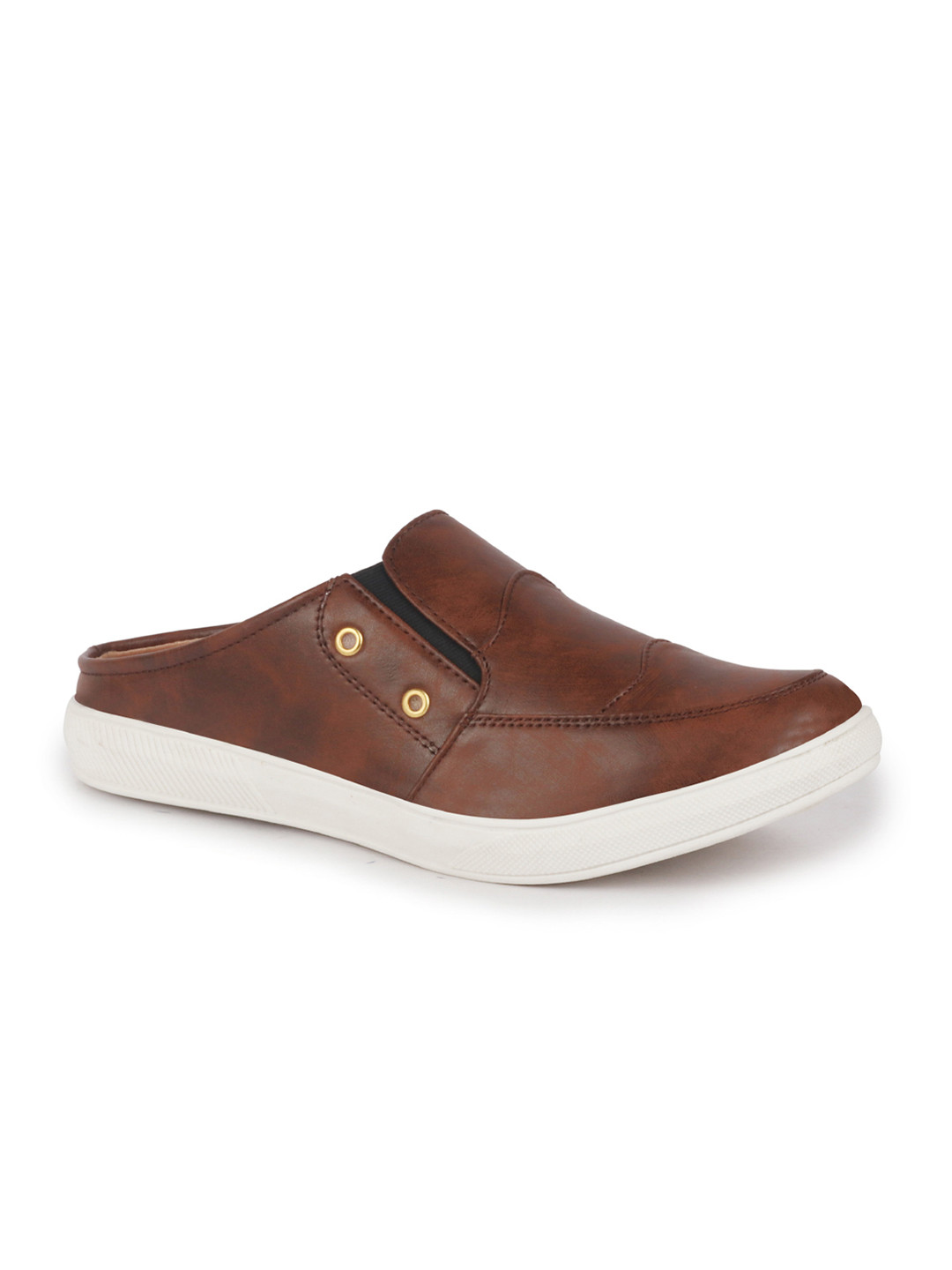 FAUSTO Men Brown Lightweight PU Mule Sneakers