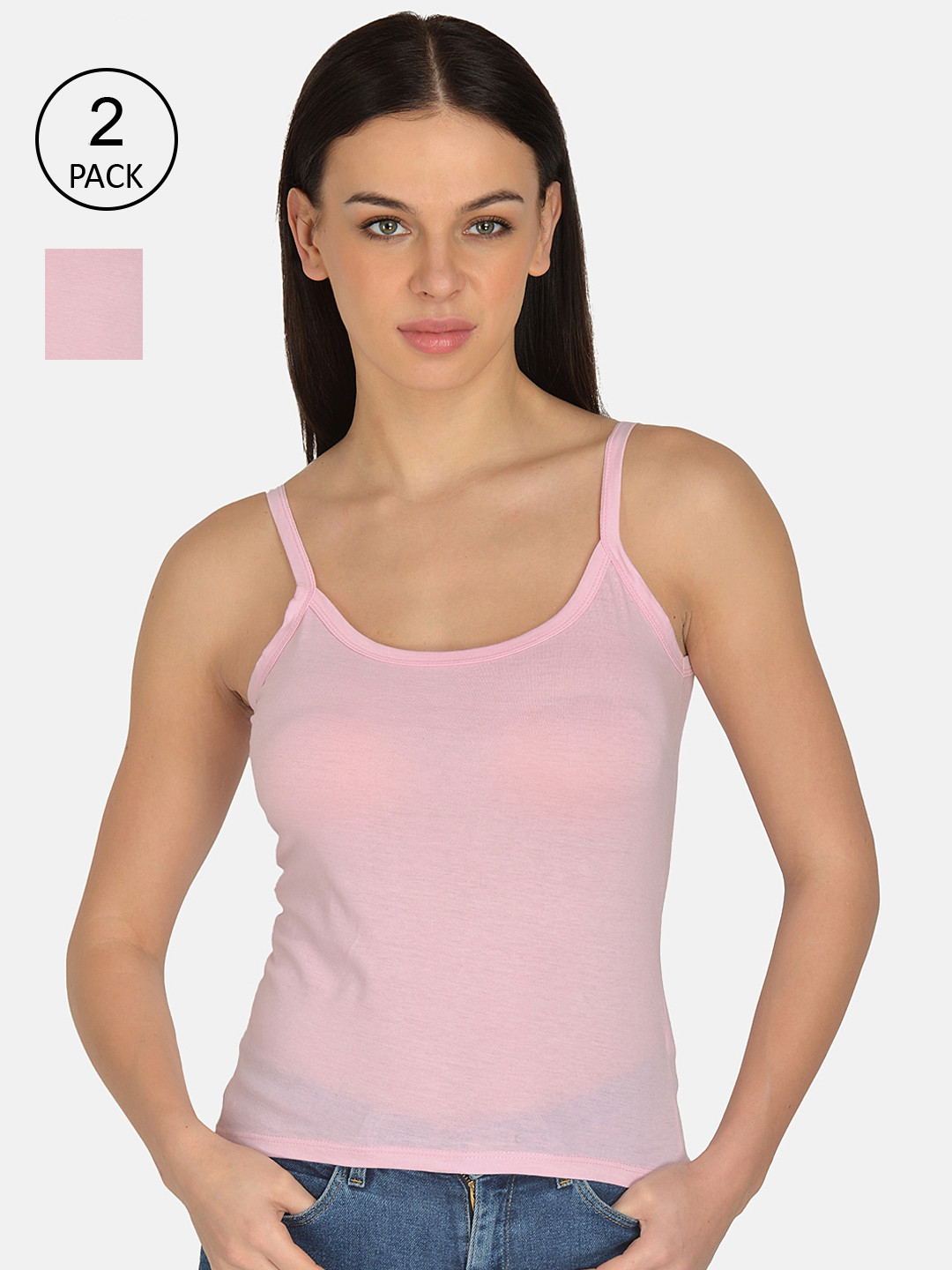 mod & shy Woman Pack Of 2 Pink Solid Camisole- MS26363