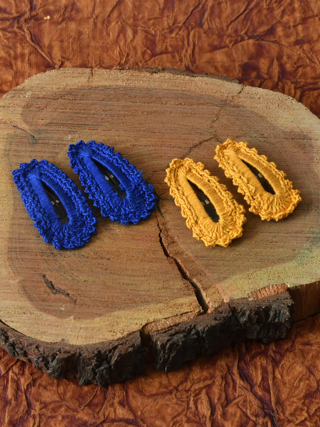 FUNKRAFTS Girls Yellow & Blue Set of 4 Tic Tac Hair Clips