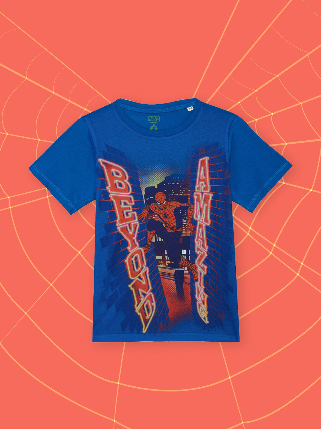 YK Marvel Boys Blue & Red Spider-Man Printed T-shirt