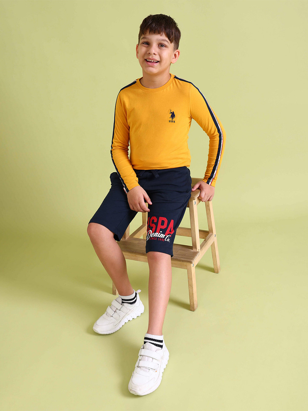 U S Polo Assn Kids Boys Navy Blue Typography Printed Shorts