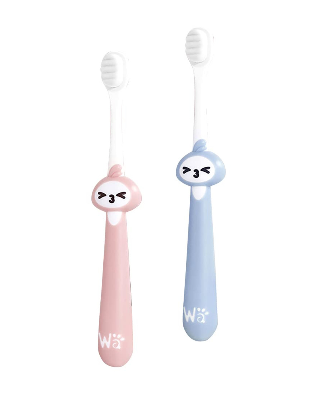 GUCHIGU Unisex Kids Set Of 2 Blue & Pink Organic Bamboo Tooth Brushes