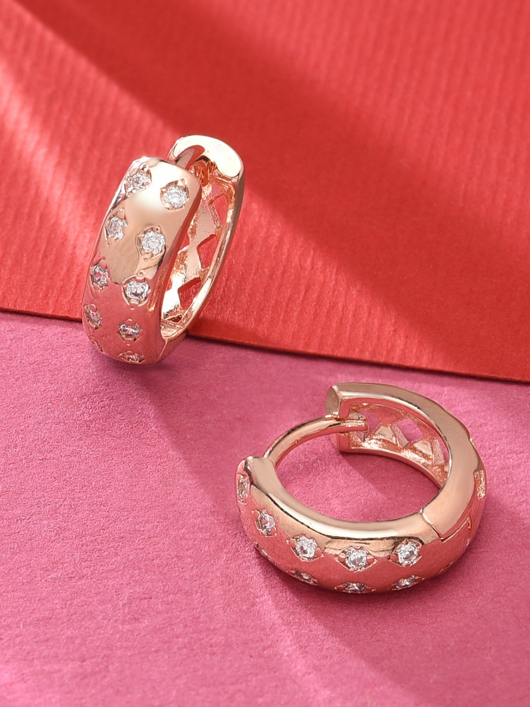 AMI Rose Gold-Toned Contemporary Rose Gold-Plated Hoop Earrings