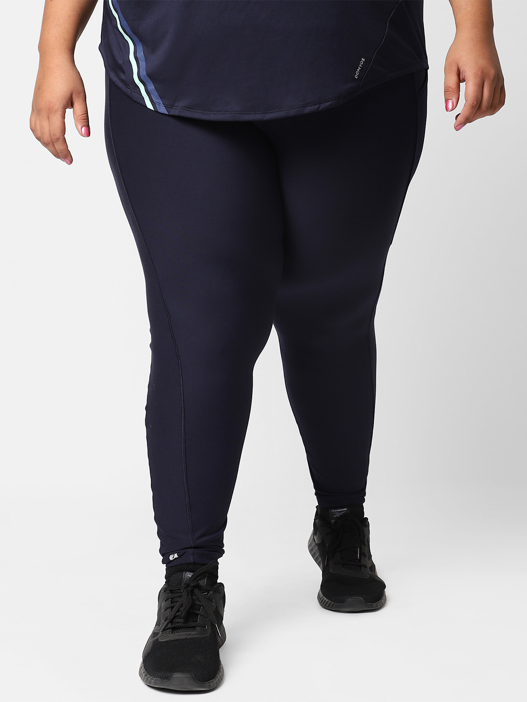 Decathlon Domyos Women Black Solid Leggings Fti120 L W Leggings Asp