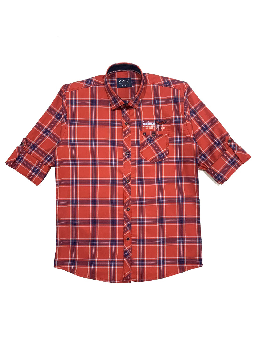 CAVIO Boys Red Tartan Checked Shirt