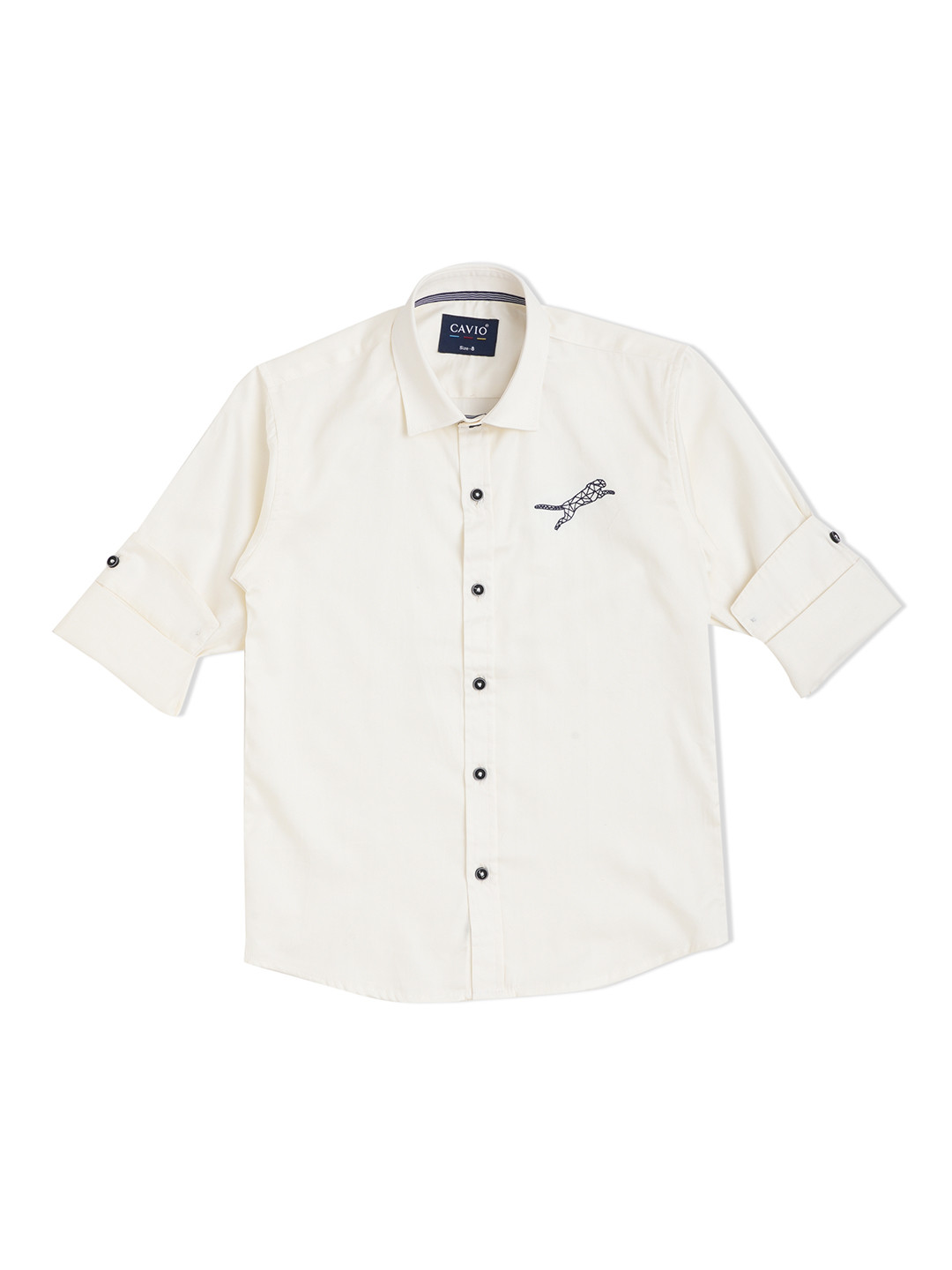 CAVIO Boys Cream-Coloured Regular Fit Casual Shirt