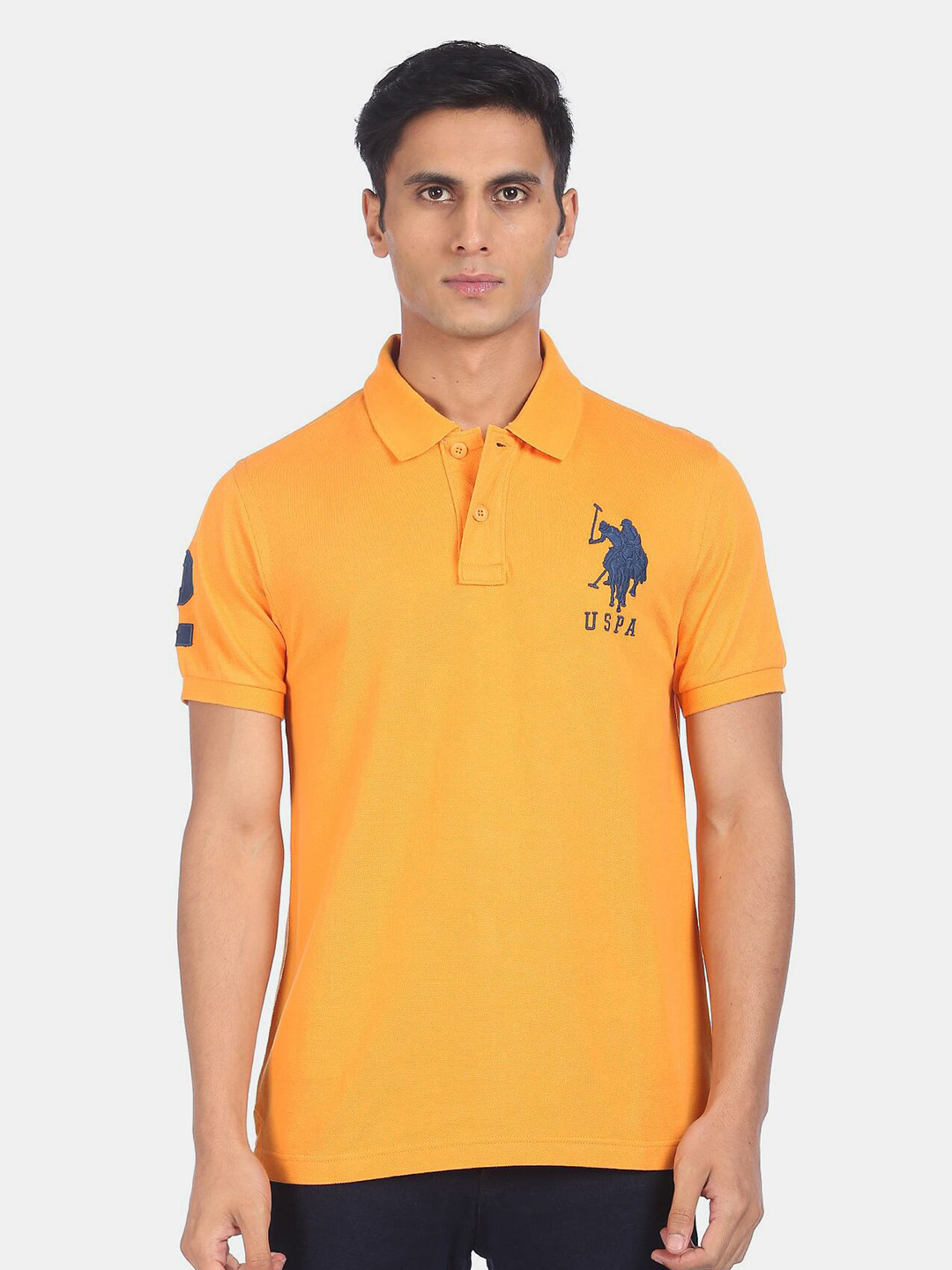 U S Polo Assn Men Orange Polo T-shirt