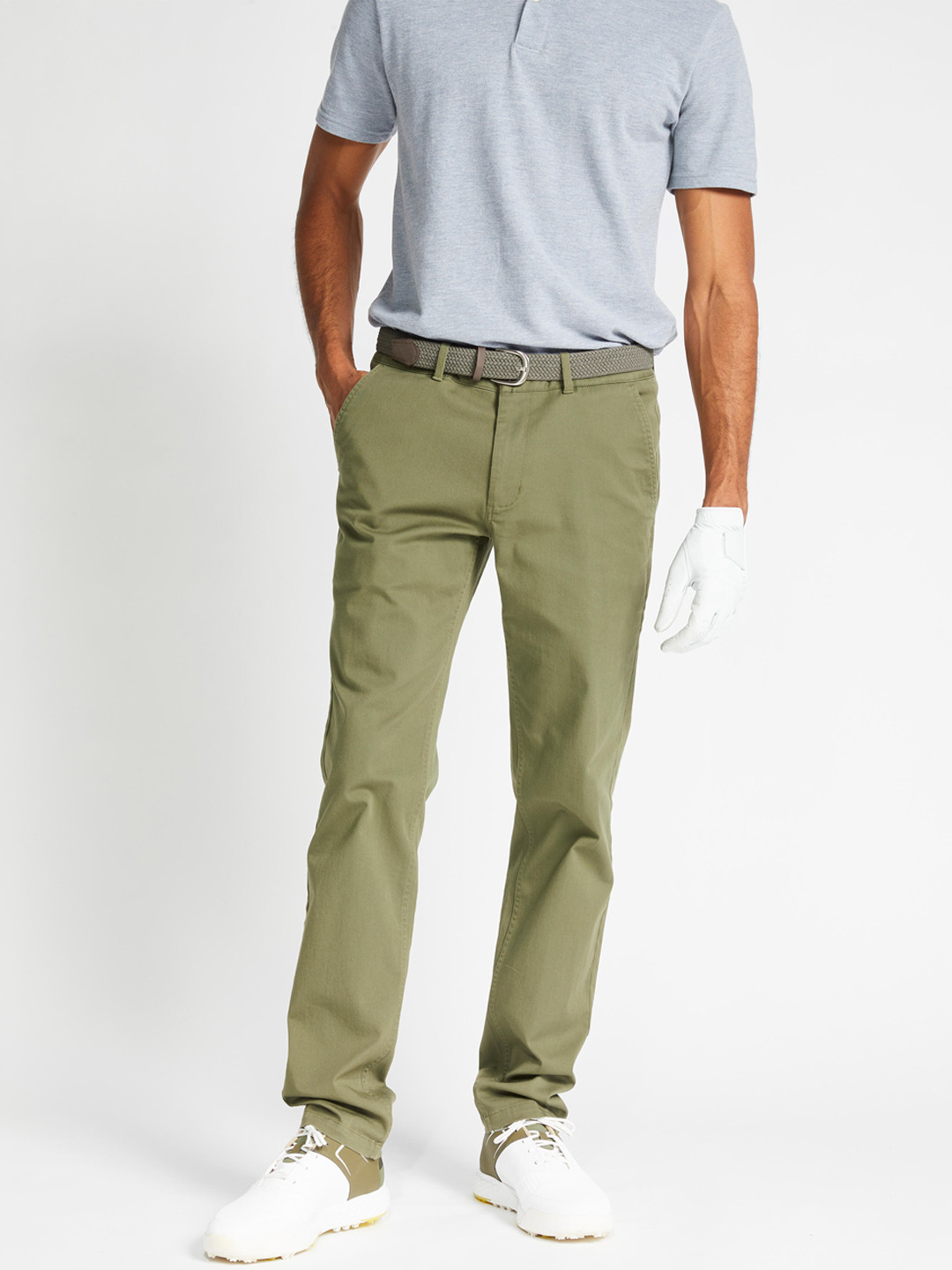 Decathlon Men Khaki Checked Wrinkle Free Golf Trousers