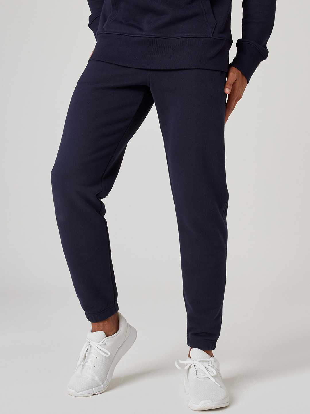 Decathlon DOMYOS - Men Navy Blue Solid Regular-Fit Majority-Cotton Pilates Trousers