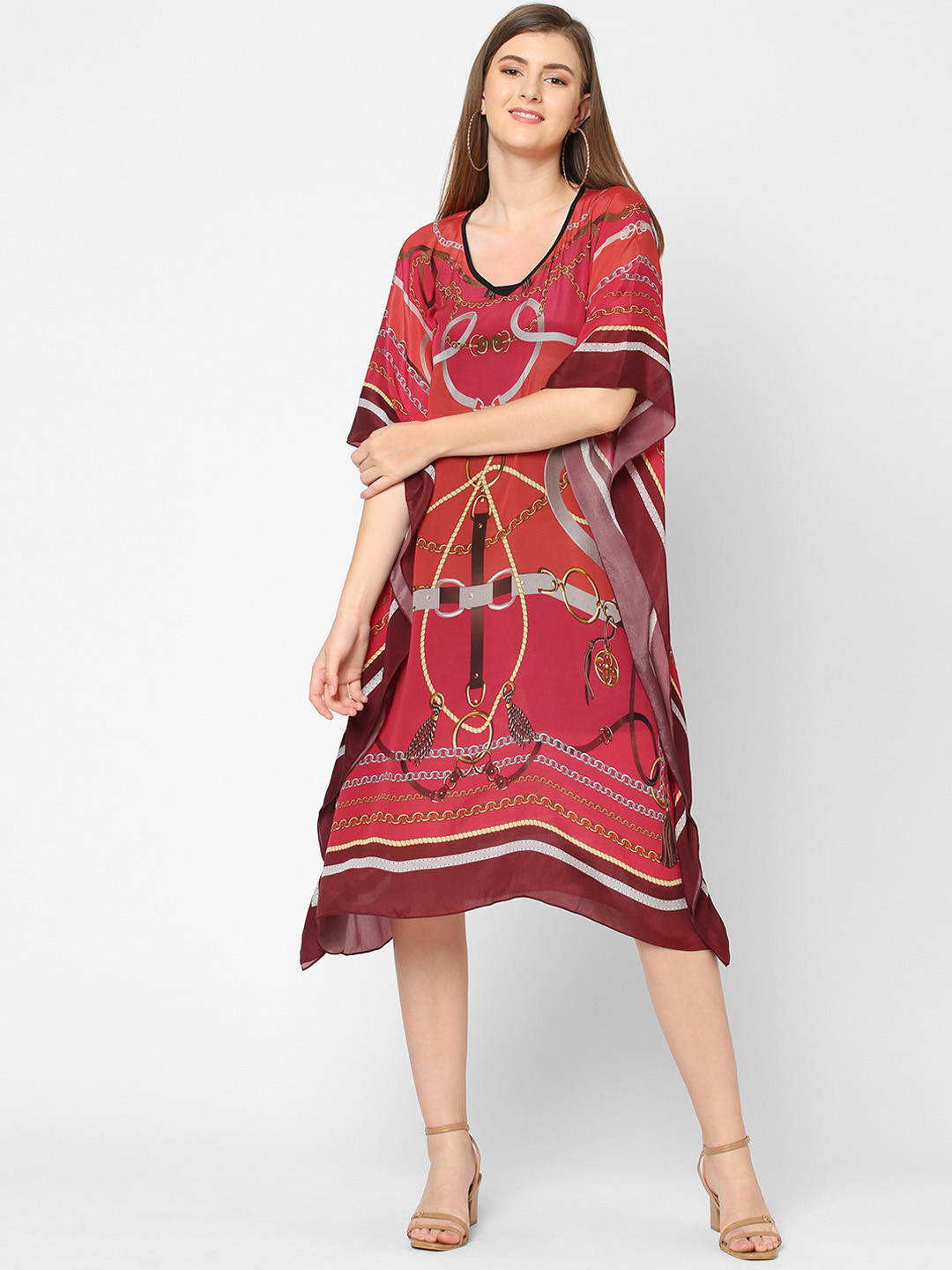 Cloth Haus India Red Print Shirt Style Top