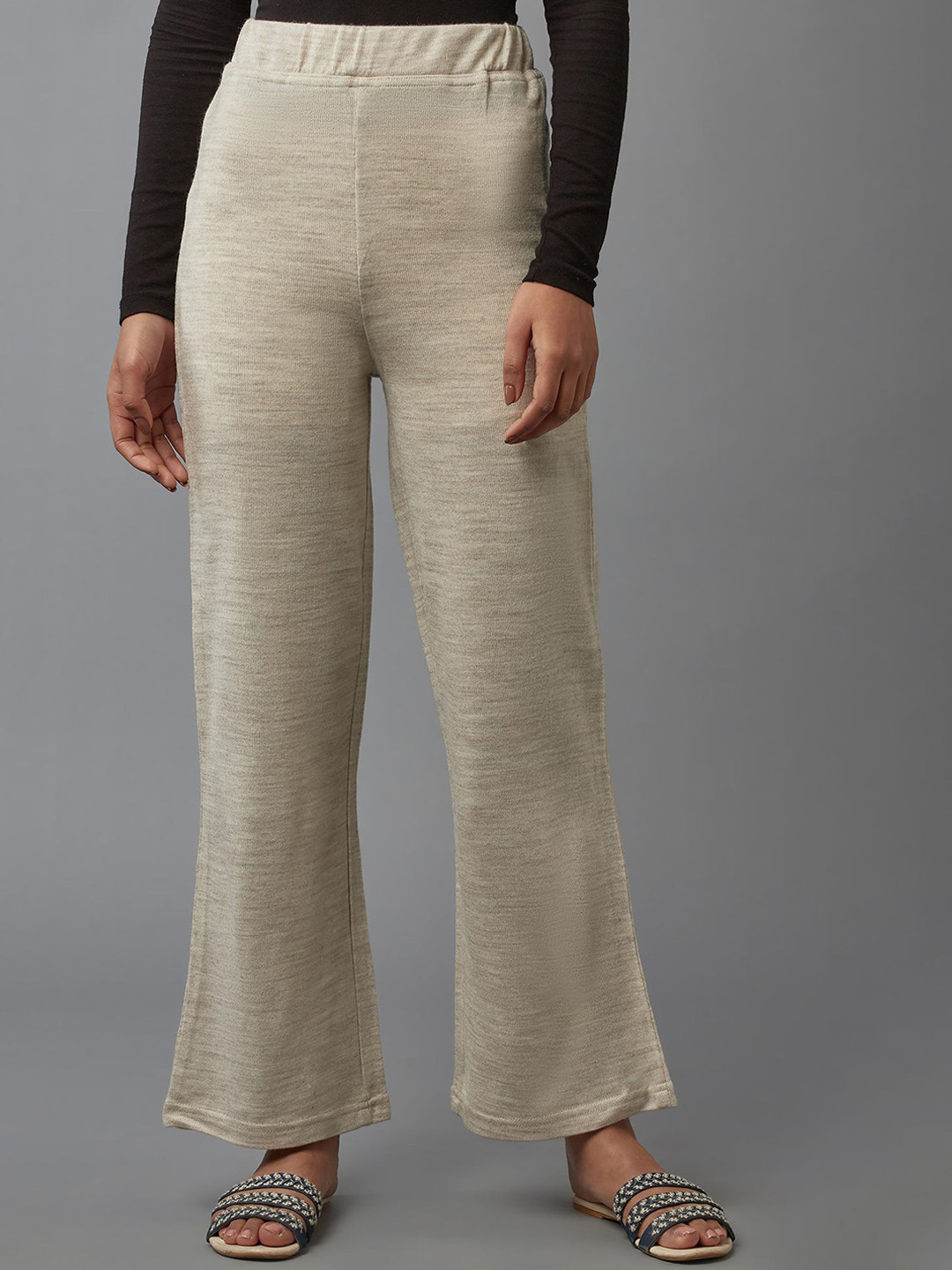 elleven Women Beige Flared Trousers