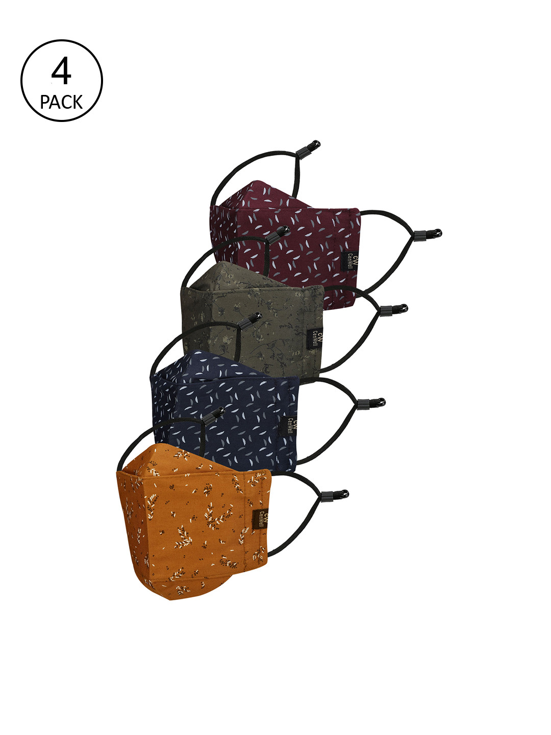 CENWELL Pack Of 4 Reusable Cotton Cloth Face Masks