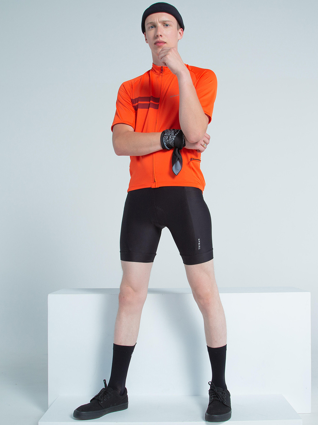 Decathlon Men Black Padded Bibless Cycling Shorts - Intermediate