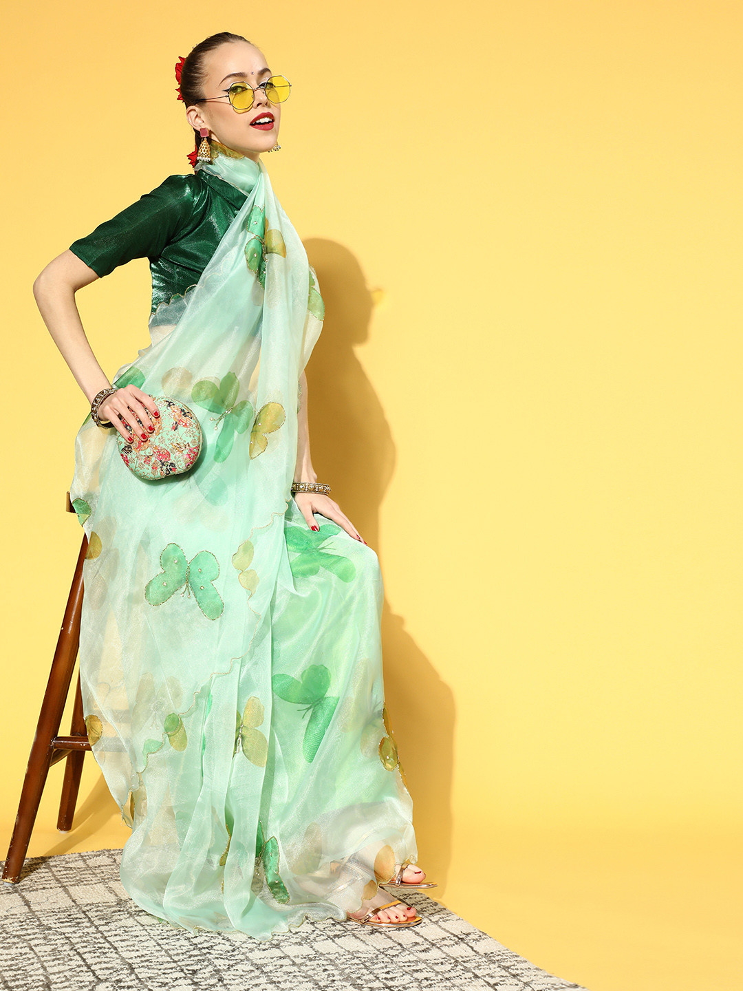 Mitera Abstract Saree with Embellished Border