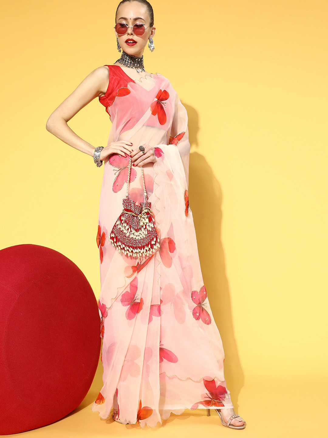 Mitera Abstract Saree with Embellished Border