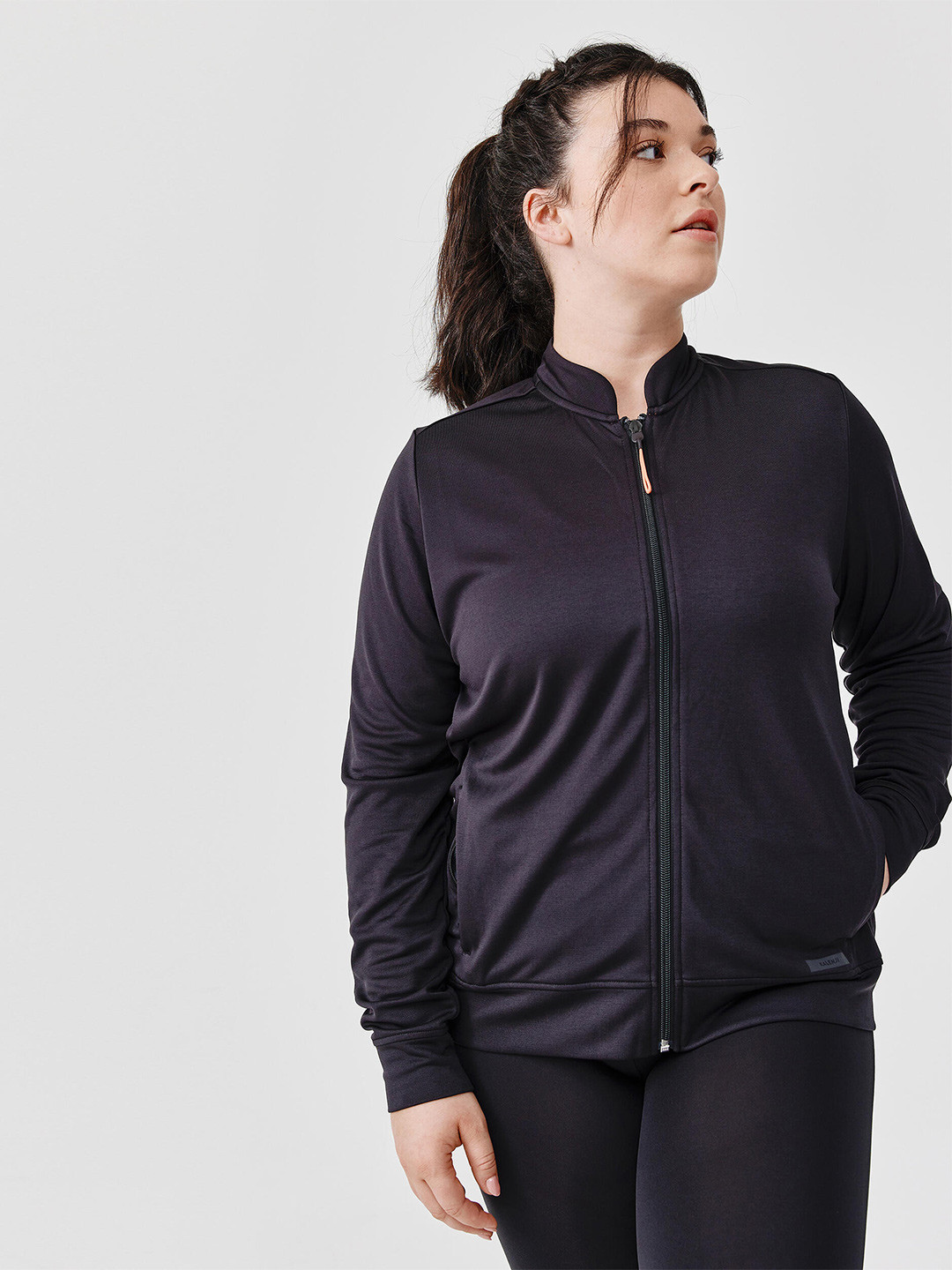 Decathlon Women Black Breathable Bomber Jacket