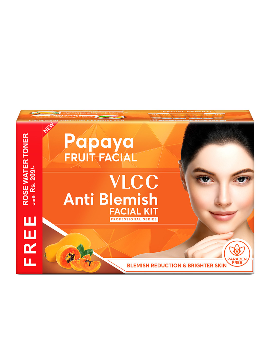 VLCC Papaya Fruit Facial Kit - 300g with Free Rose Water Toner - 100ml
