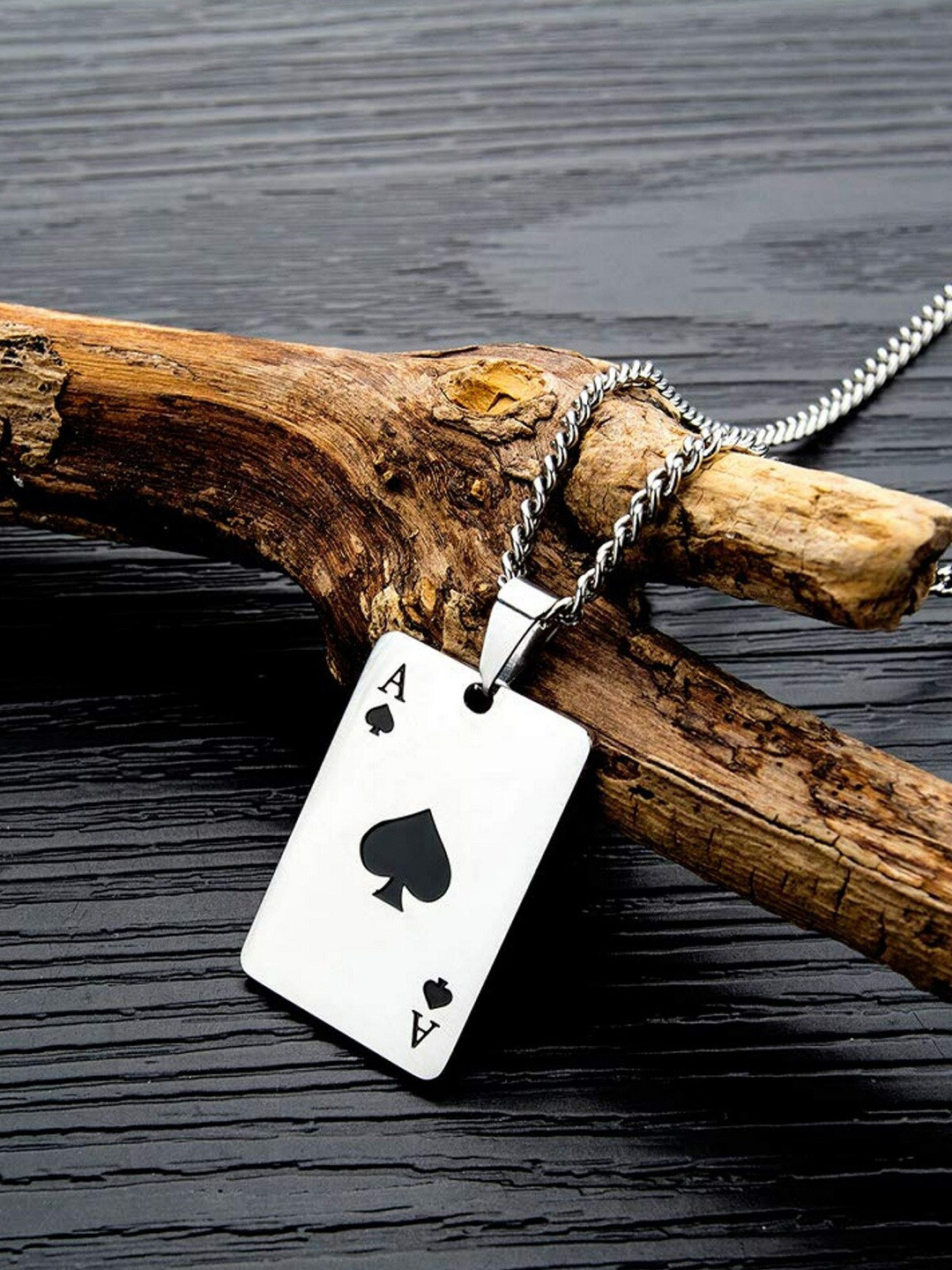 EL REGALO Men Silver-Toned & Black Necklace