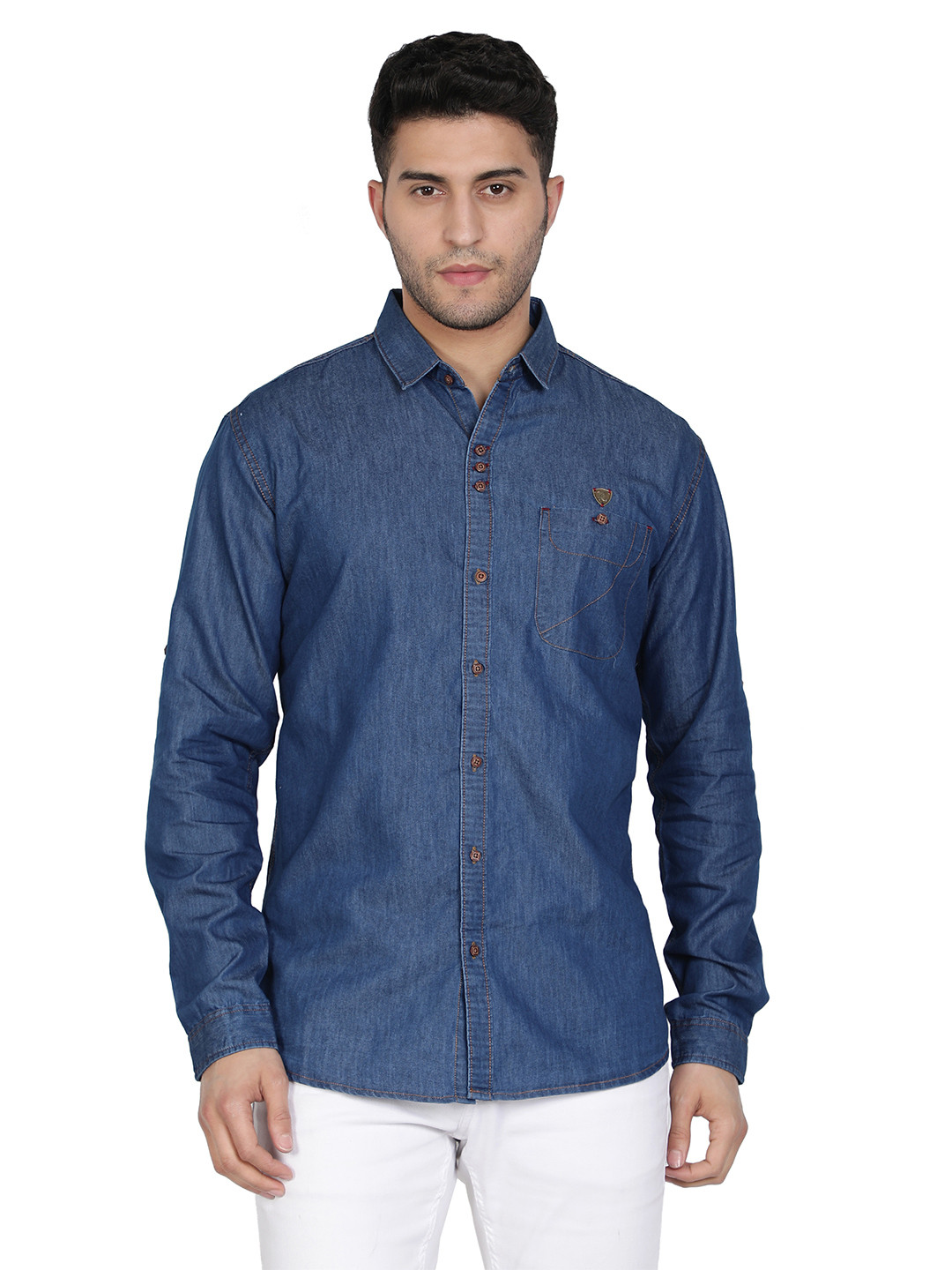Kuons Avenue Men Blue Smart Denimax Slim Fit Cotton Casual Shirt