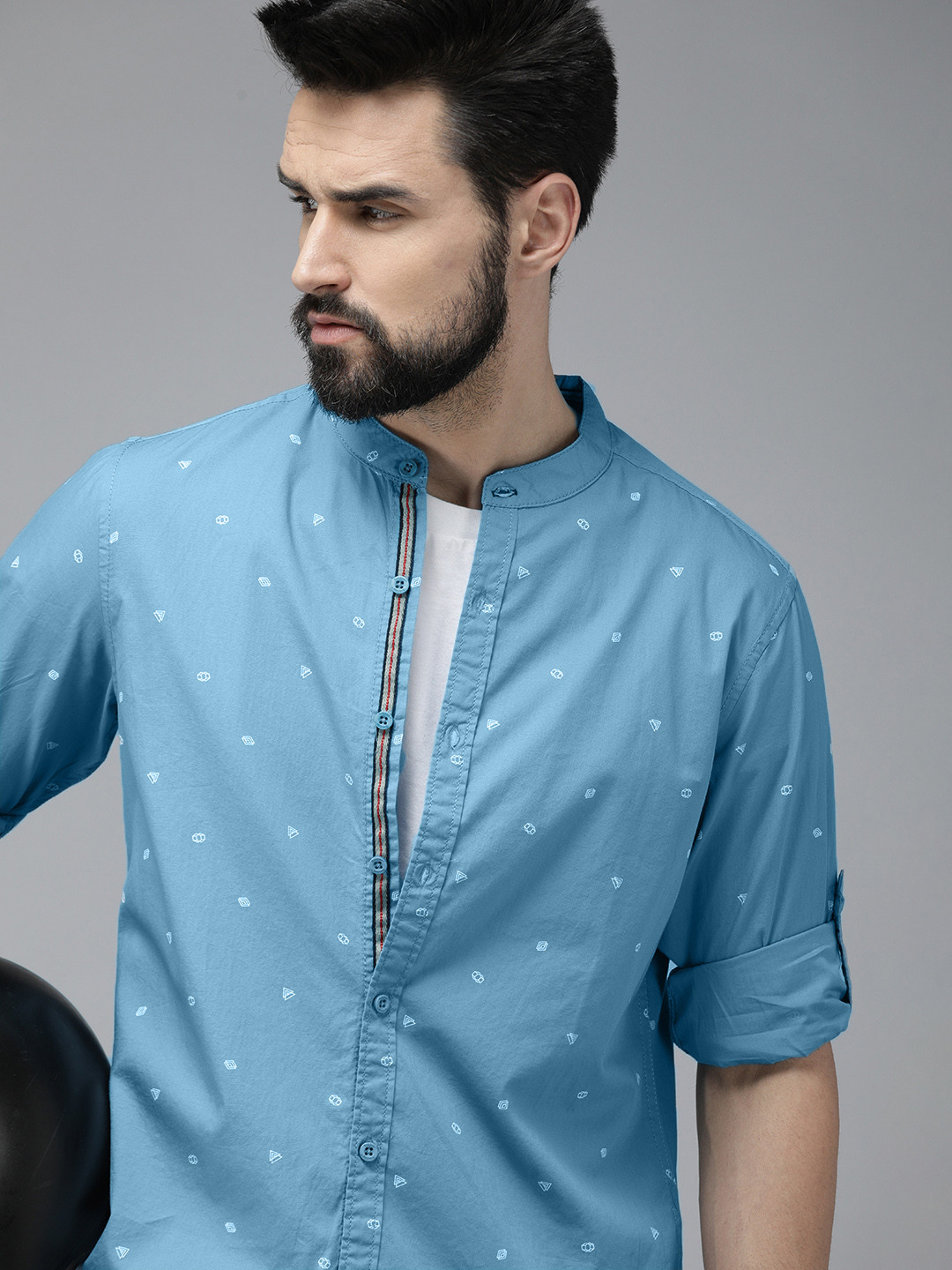 Roadster Men Blue Printed Casual Shirt
