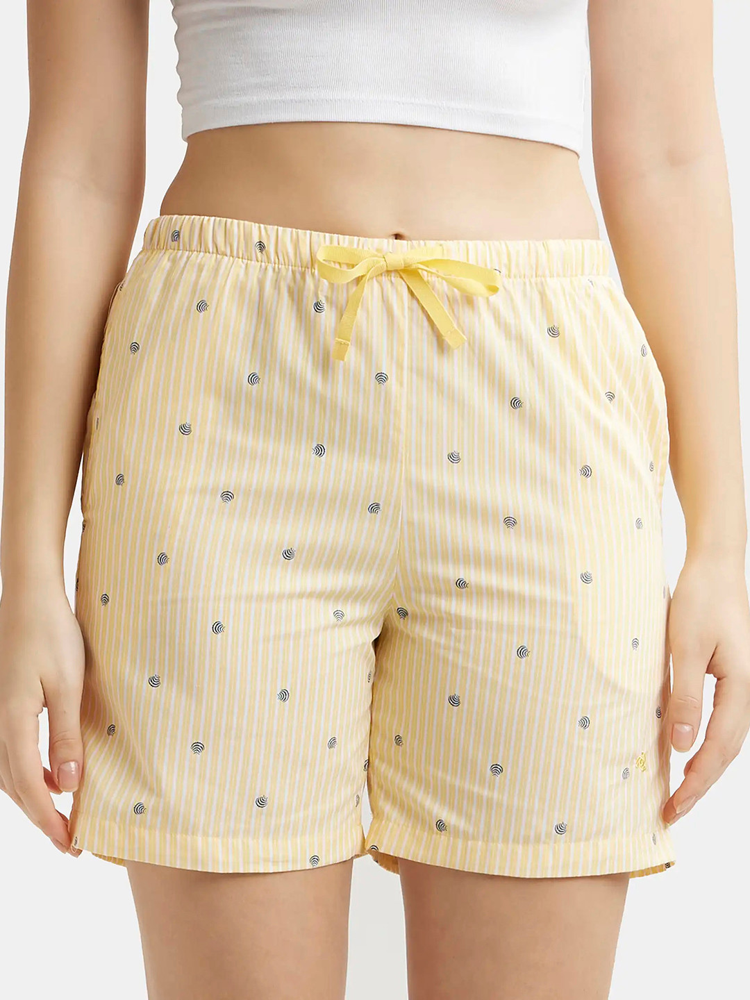 Jockey Cotton Woven Relaxed Fit Checkered Shorts with Side Pockets