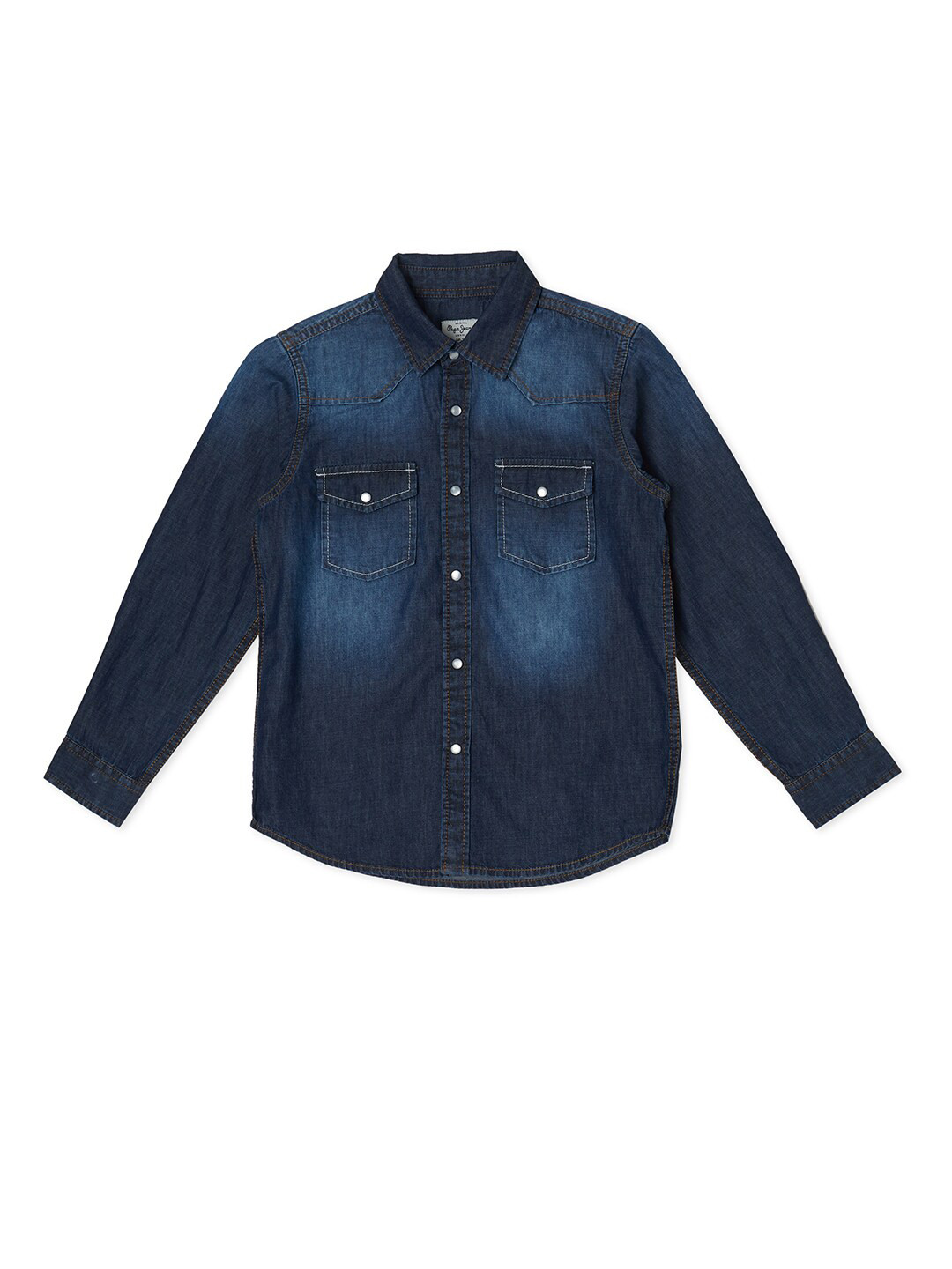 Pepe Jeans Boys Blue Faded Pure Cotton Casual Shirt