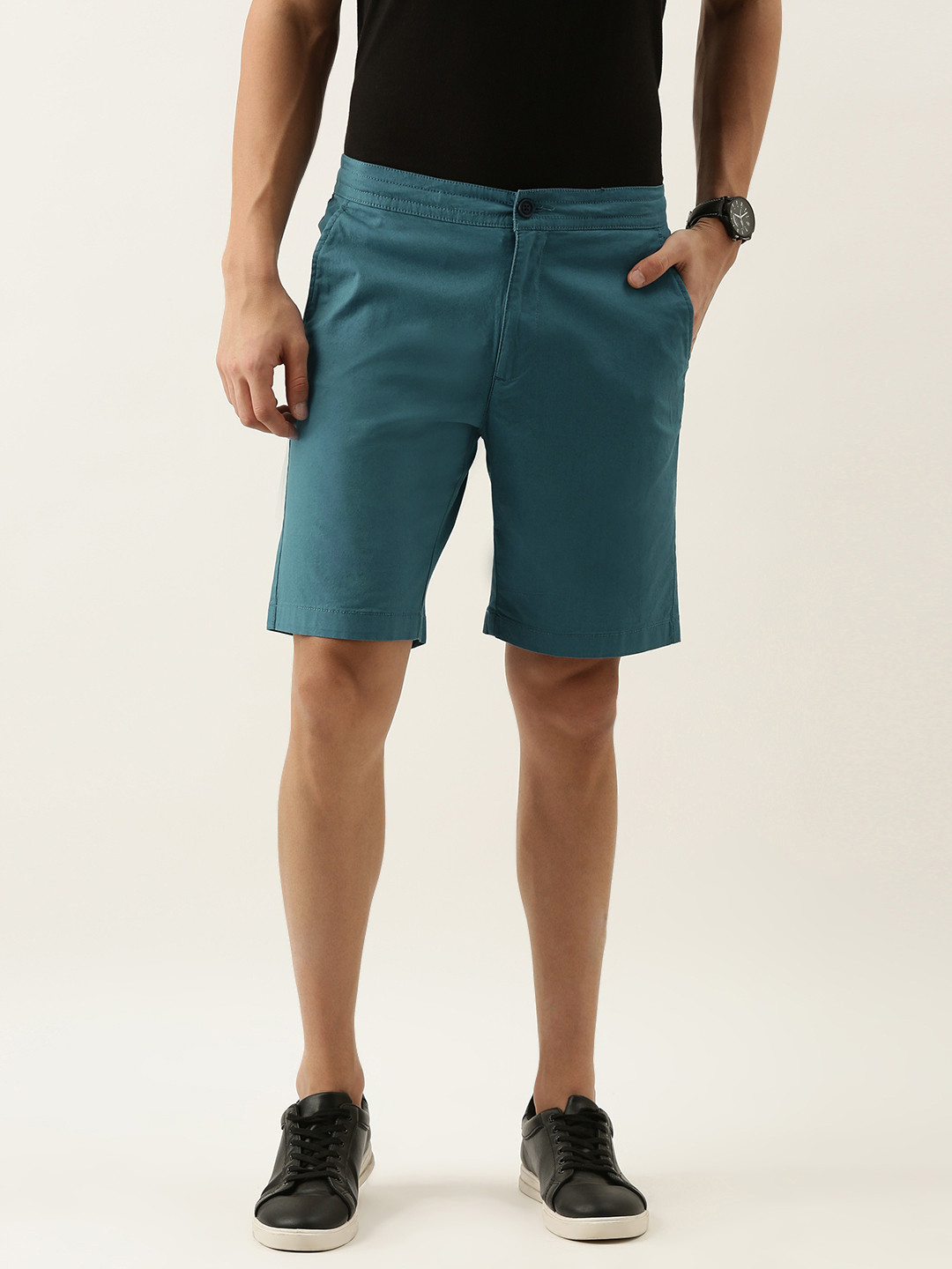 Peter England Men Teal Blue Chino Shorts