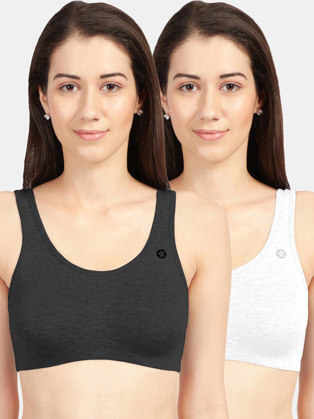 Sonari Black & White Set of 2 Solid Non-Padded Cami Bra